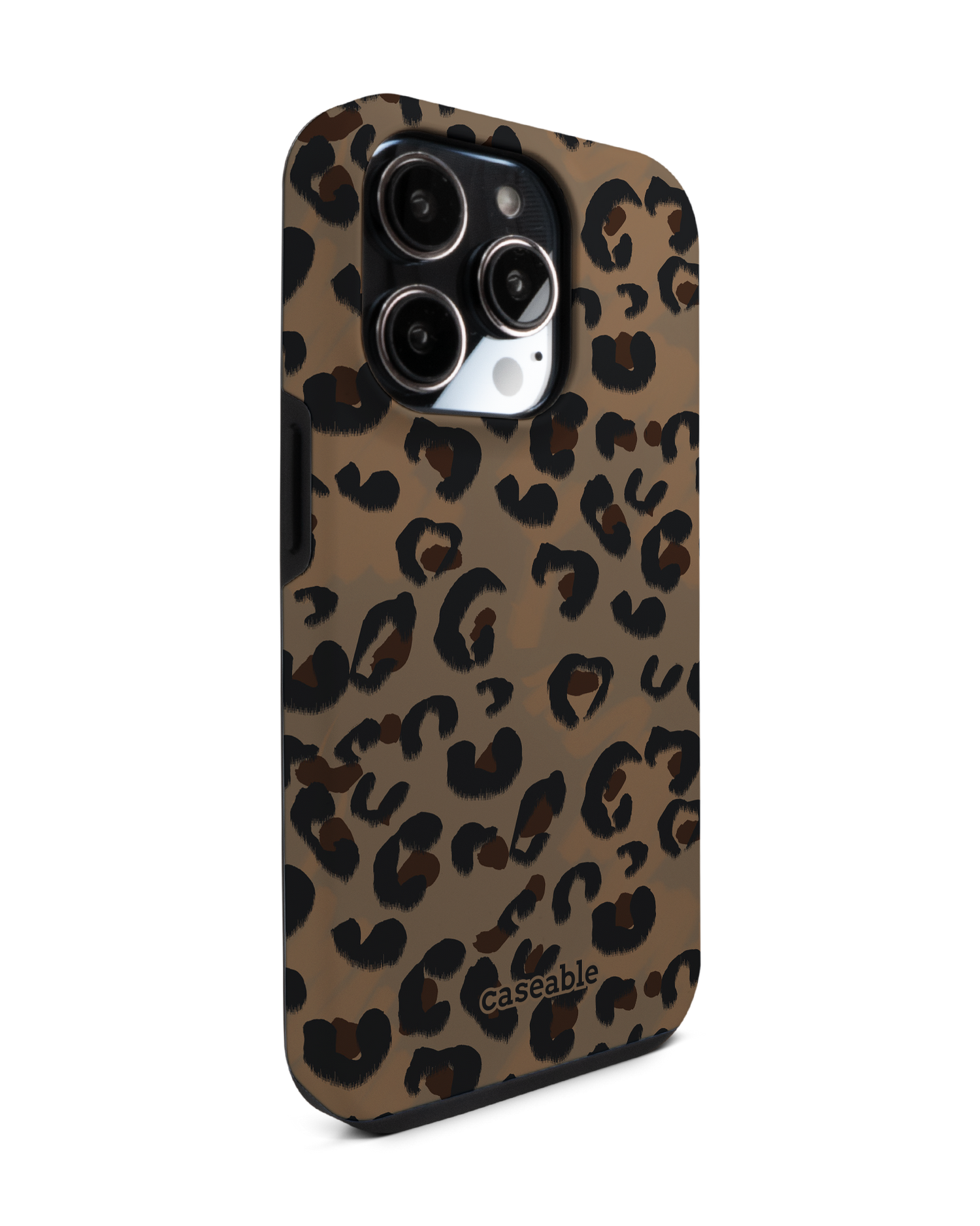 Leopard Repeat Premium Phone Case for Apple iPhone 14 Pro: View from the left side
