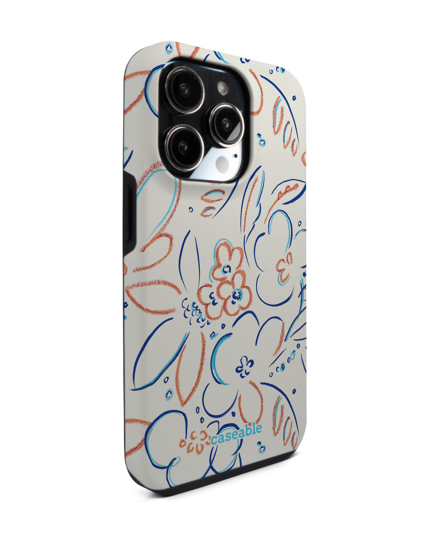 Bloom Doodles Premium Phone Case for Apple iPhone 14 Pro: View from the left side