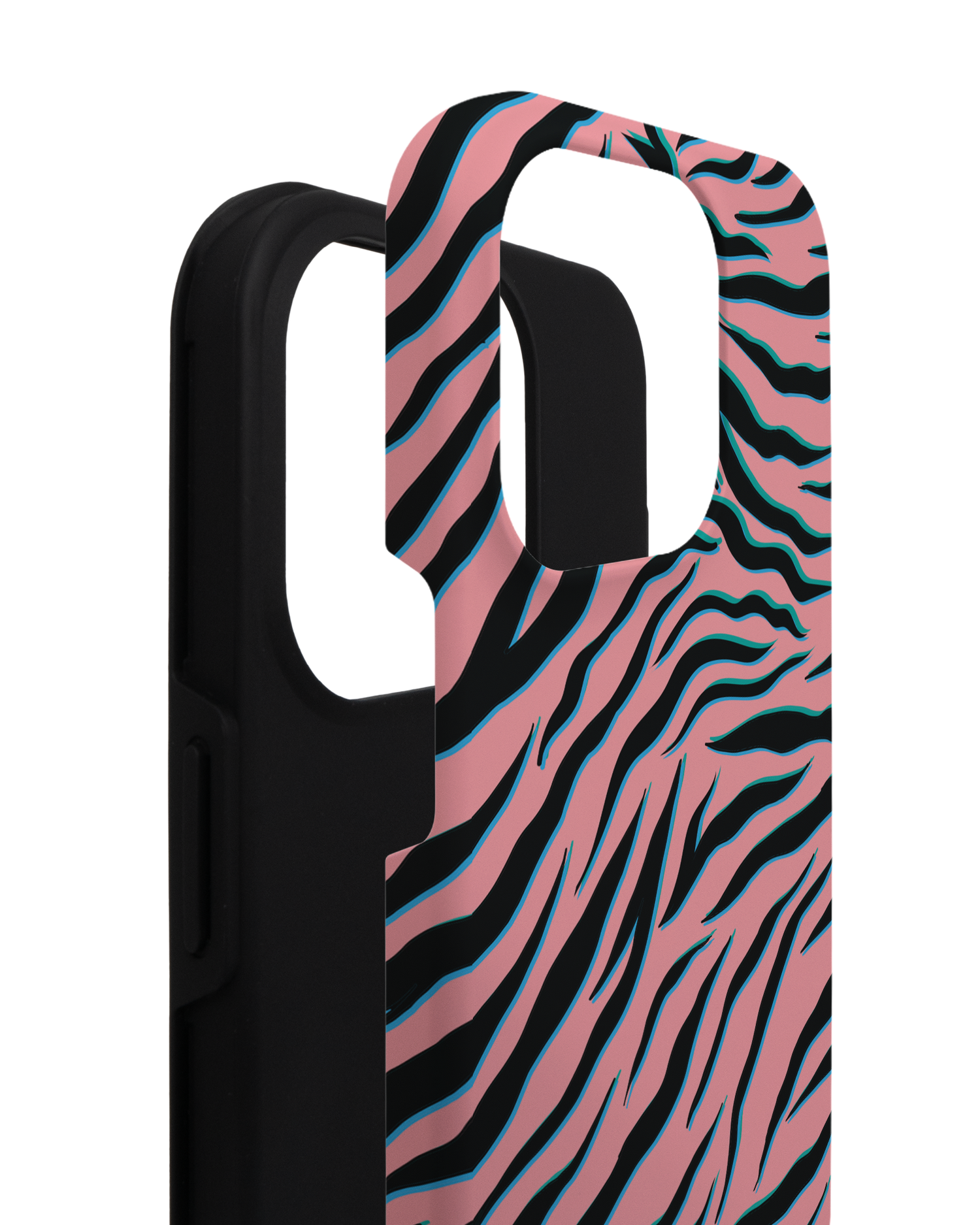 Pink Zebra Premium Phone Case for Apple iPhone 14 Pro consisting of 2 parts