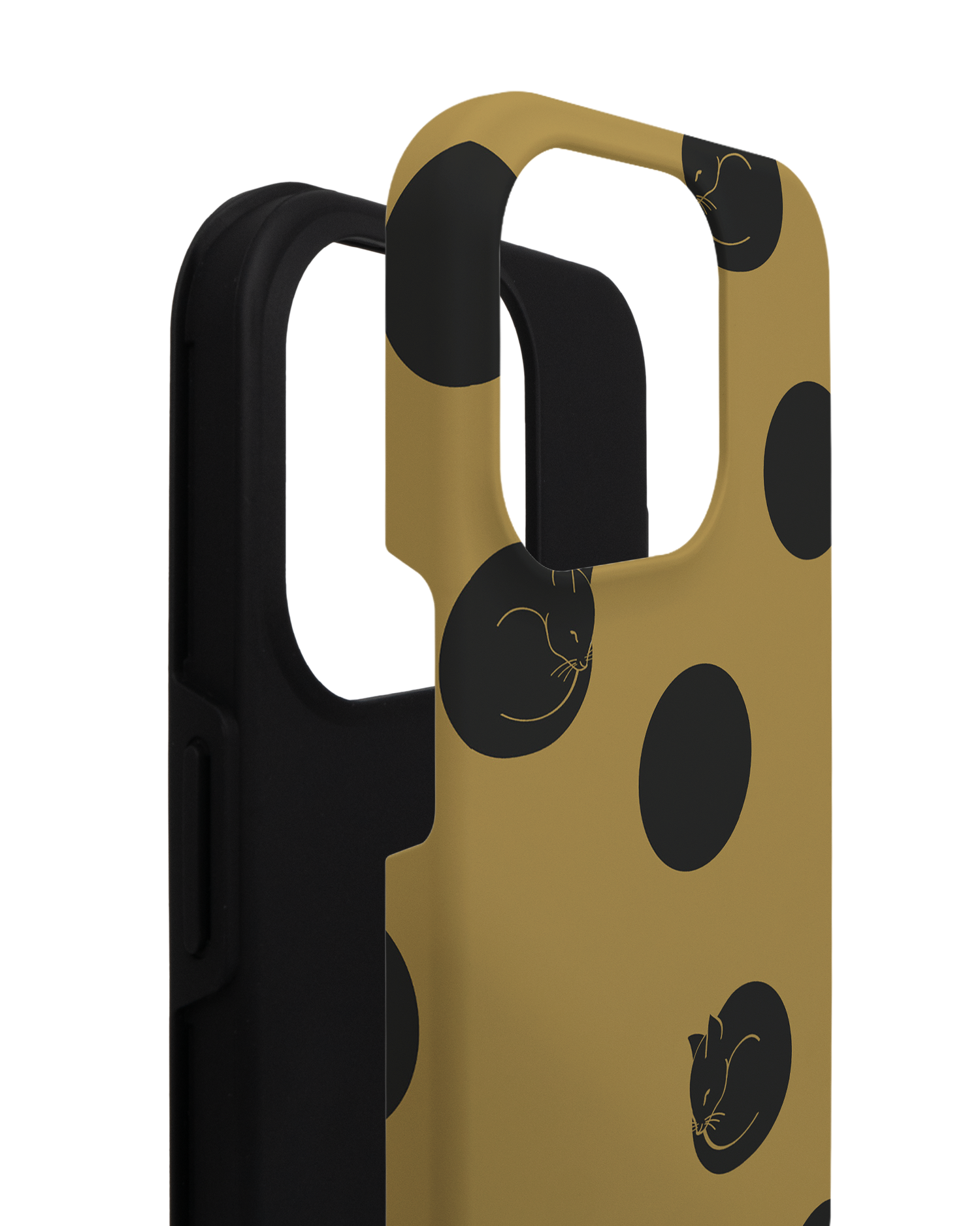 Polka Cats Premium Phone Case for Apple iPhone 14 Pro consisting of 2 parts