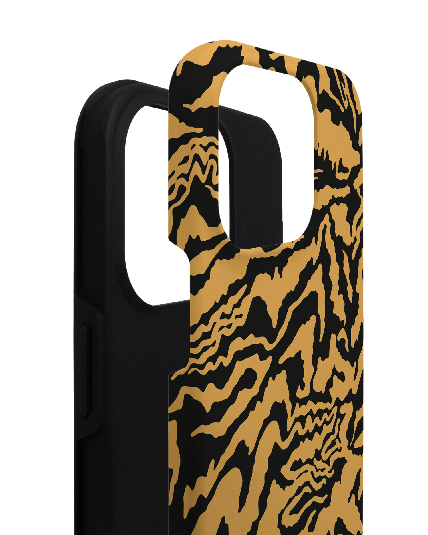 Warped Tiger Stripes Premium Phone Case for Apple iPhone 14 Pro consisting of 2 parts