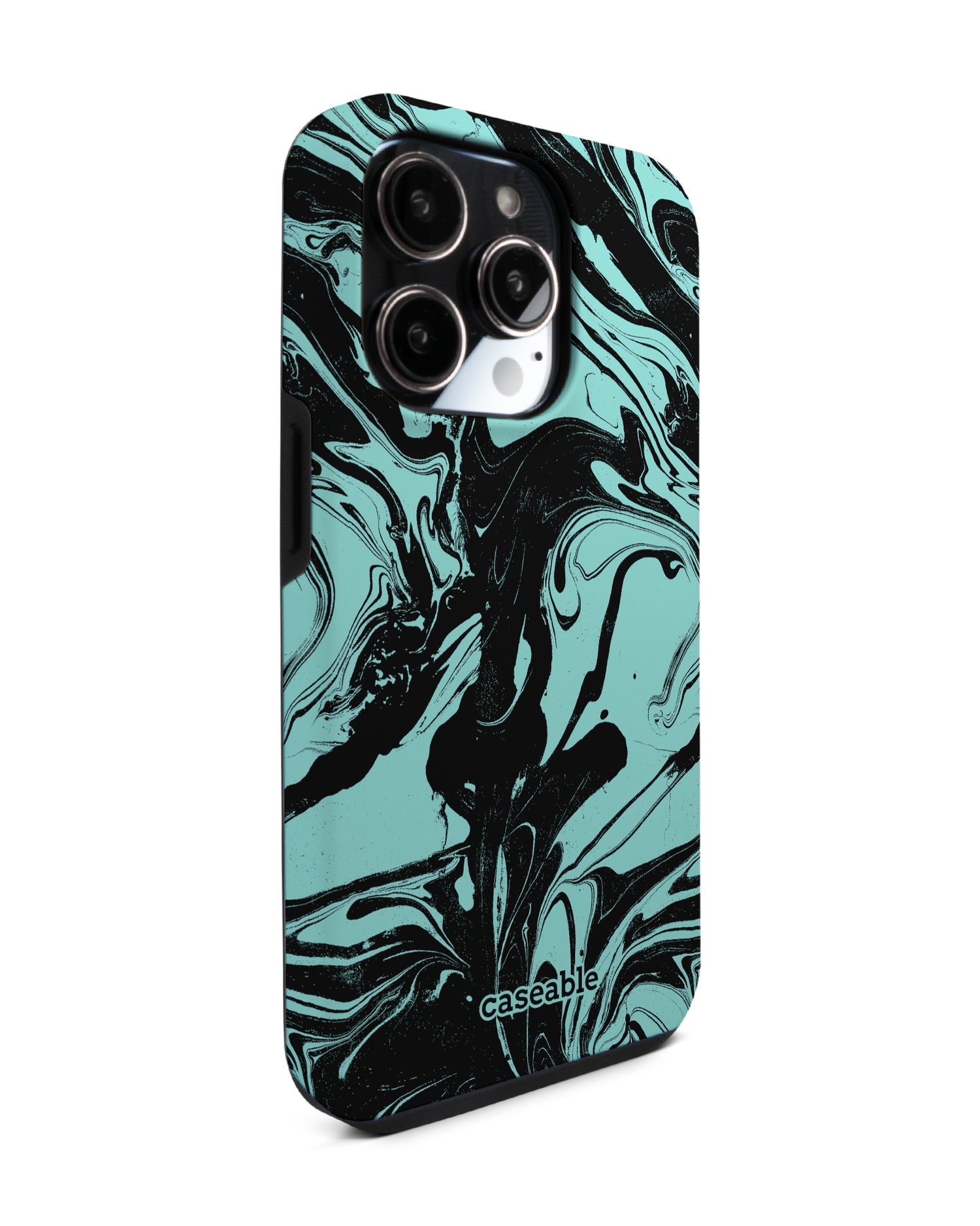 Mint Swirl Premium Phone Case for Apple iPhone 14 Pro: View from the left side