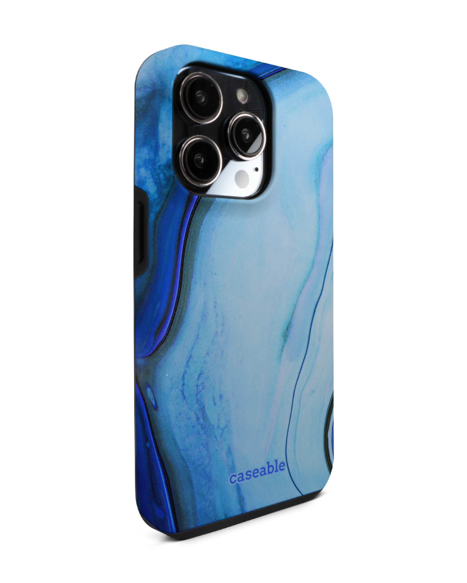 Cool Blues Premium Phone Case for Apple iPhone 14 Pro: View from the left side