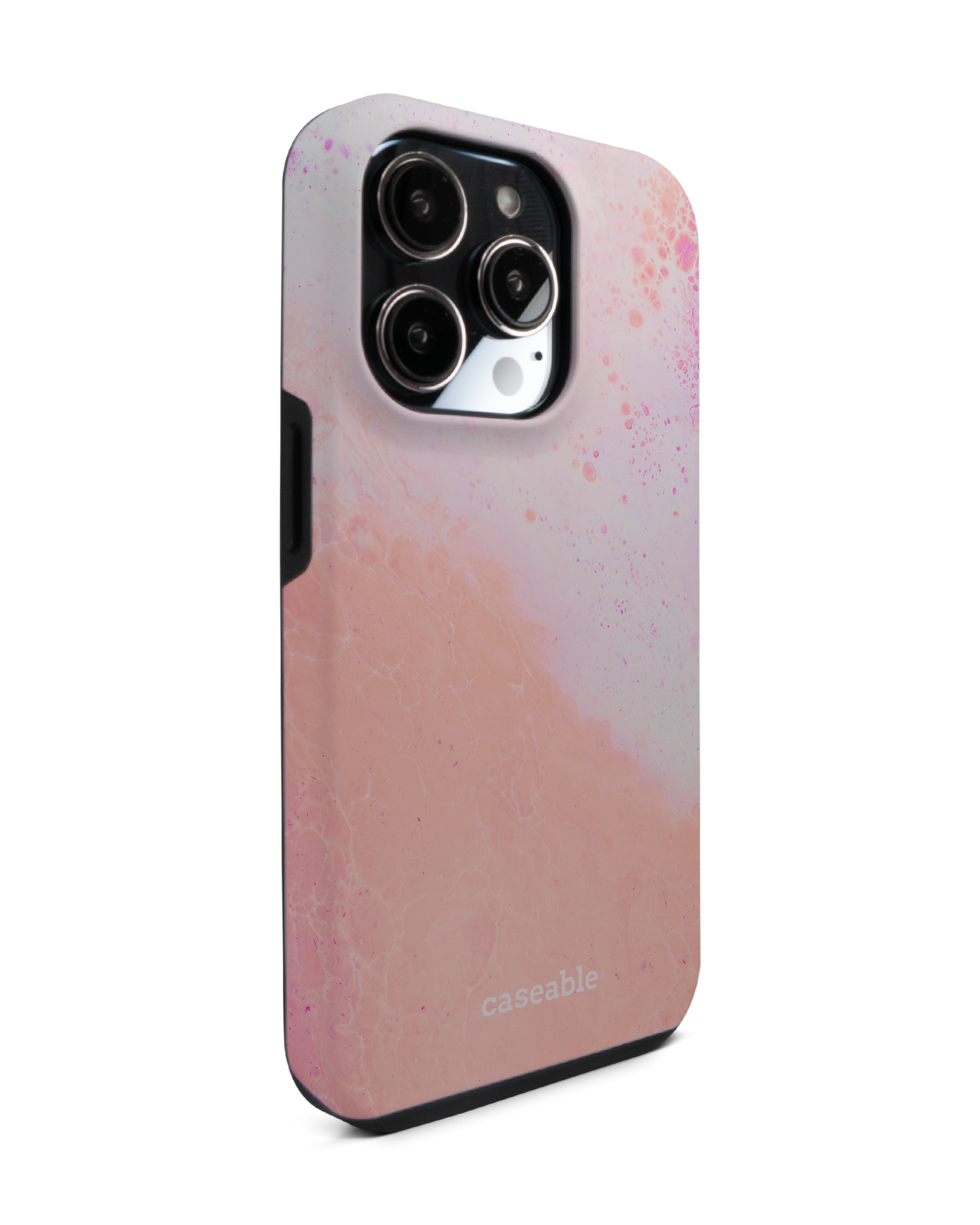 Peaches & Cream Marble Premium Phone Case for Apple iPhone 14 Pro: View from the left side