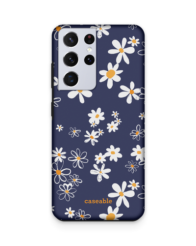 Navy Daisies Premium Phone Case Samsung Galaxy S21 Ultra