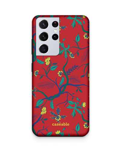 Ultra Red Floral Premium Phone Case Samsung Galaxy S21 Ultra