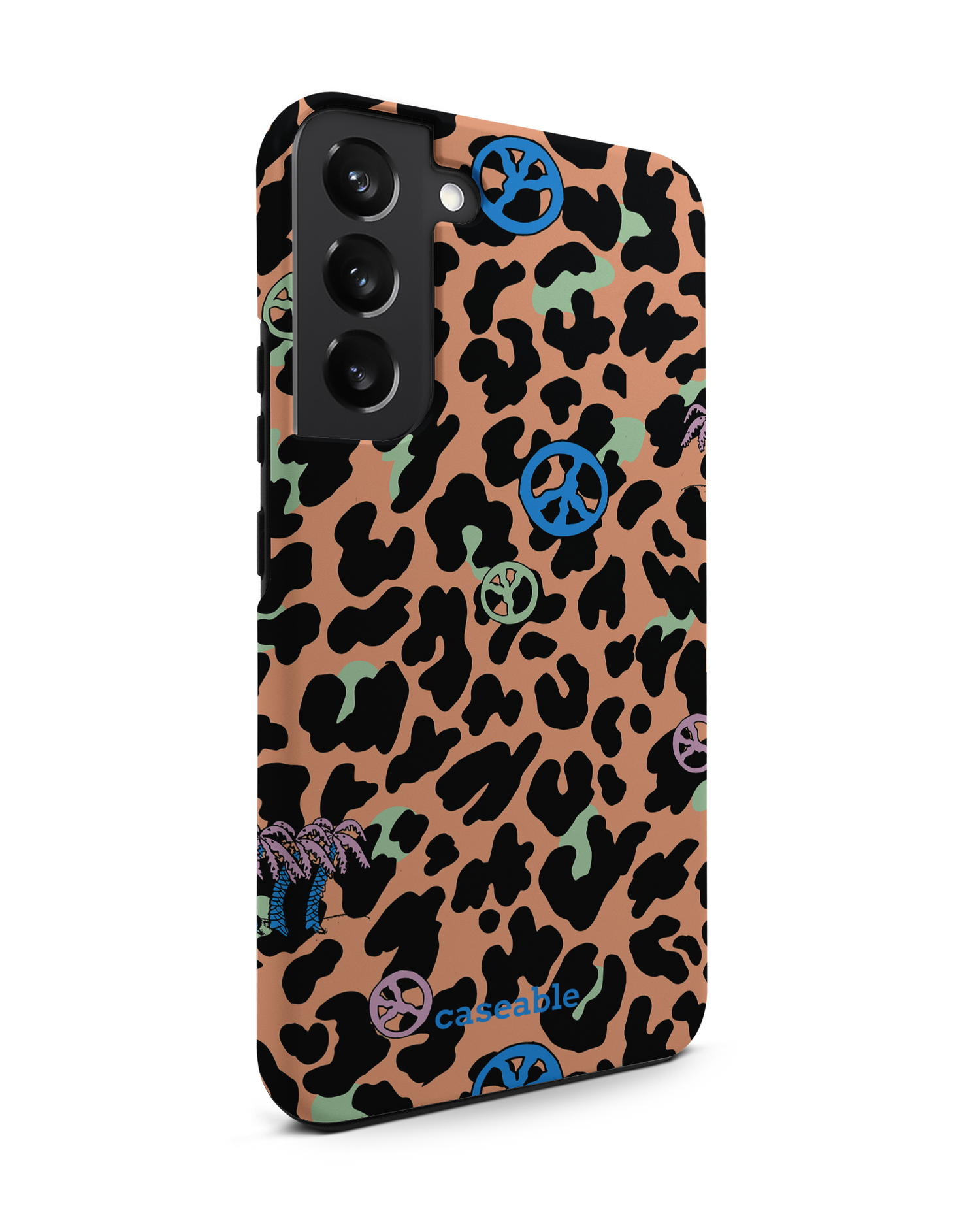 Leopard Peace Palms Premium Phone Case Samsung Galaxy S22 Plus 5G: View from the left side