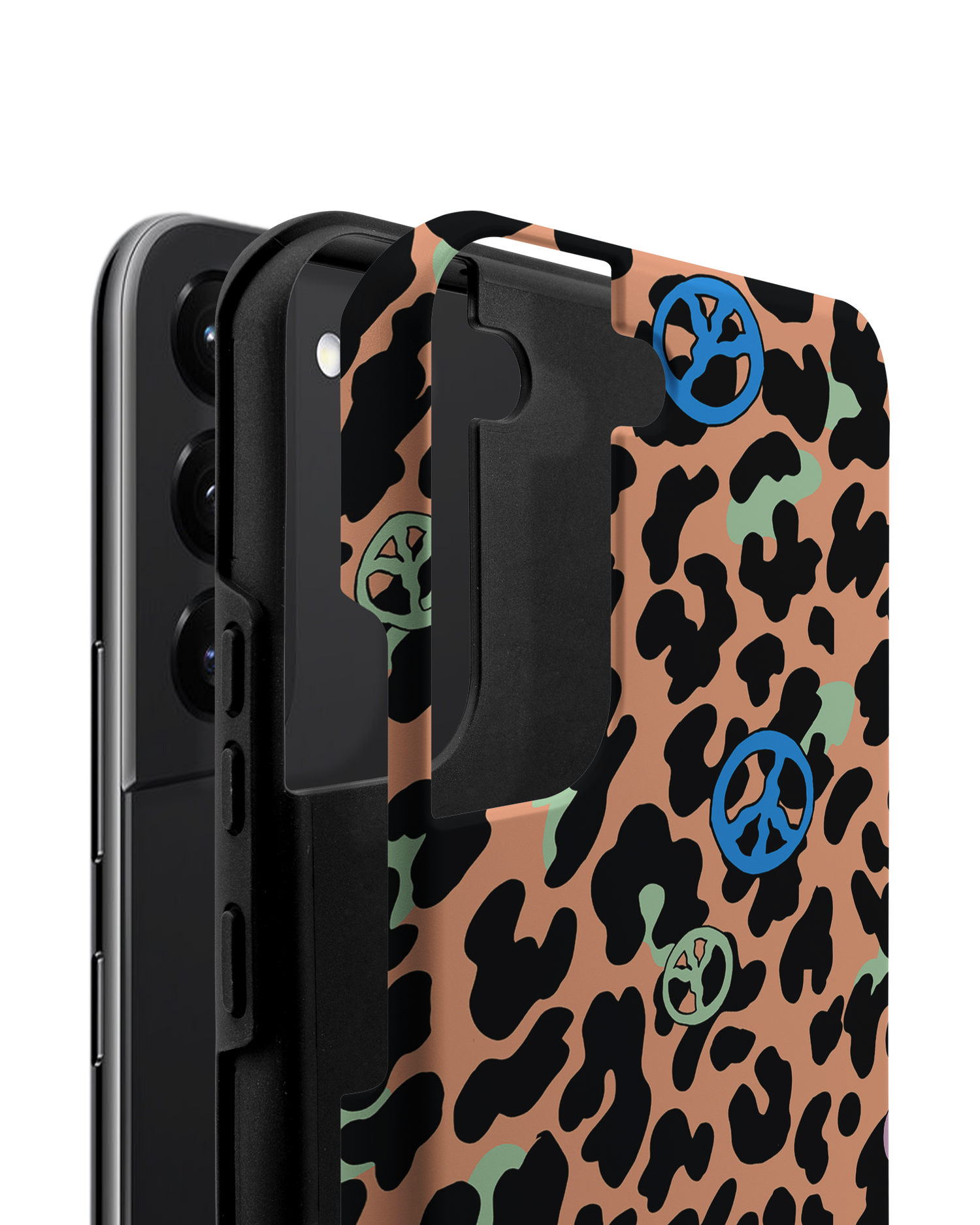 Leopard Peace Palms Premium Phone Case Samsung Galaxy S22 Plus 5G consisting of 2 parts