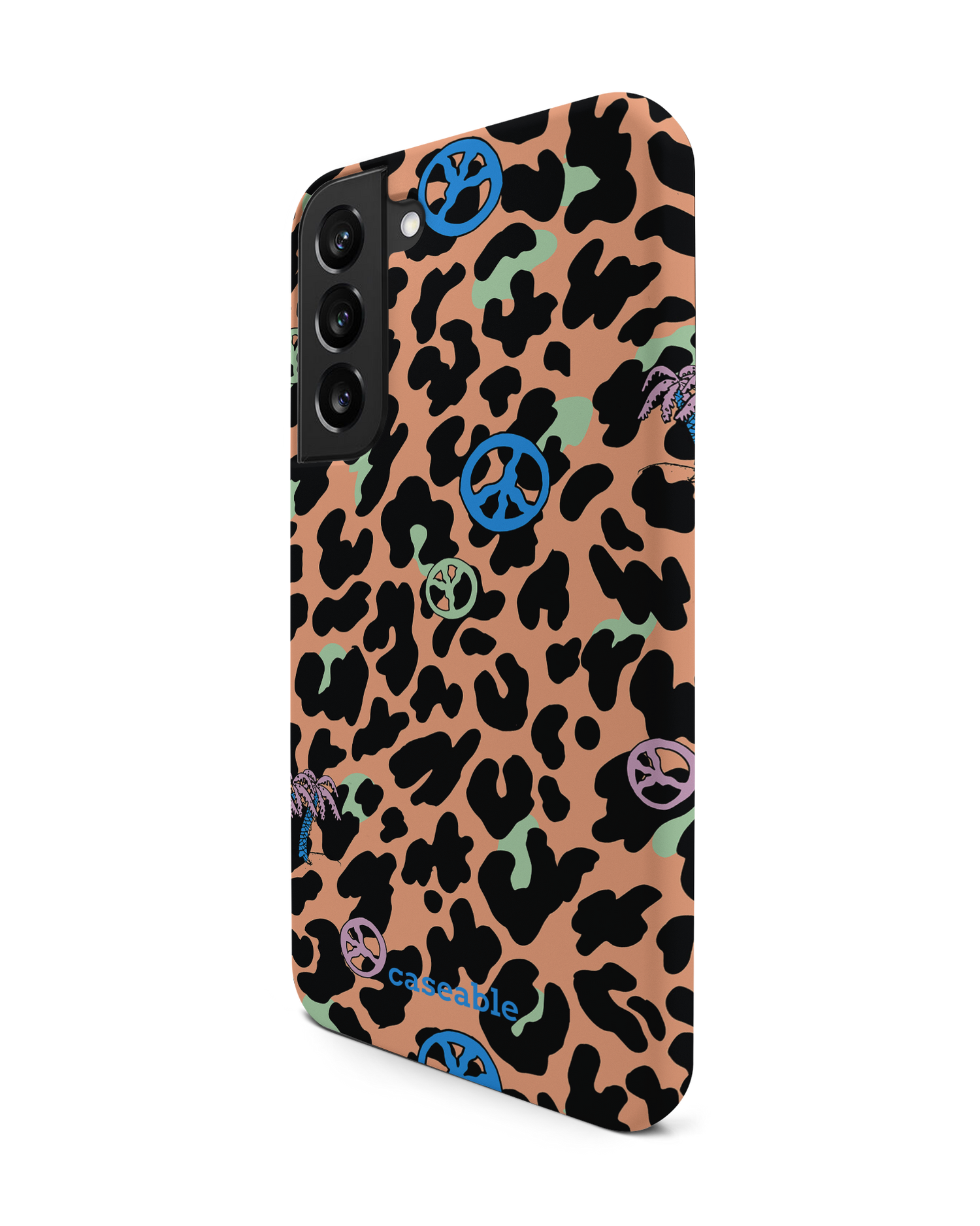 Leopard Peace Palms Premium Phone Case Samsung Galaxy S22 Plus 5G: View from the right side
