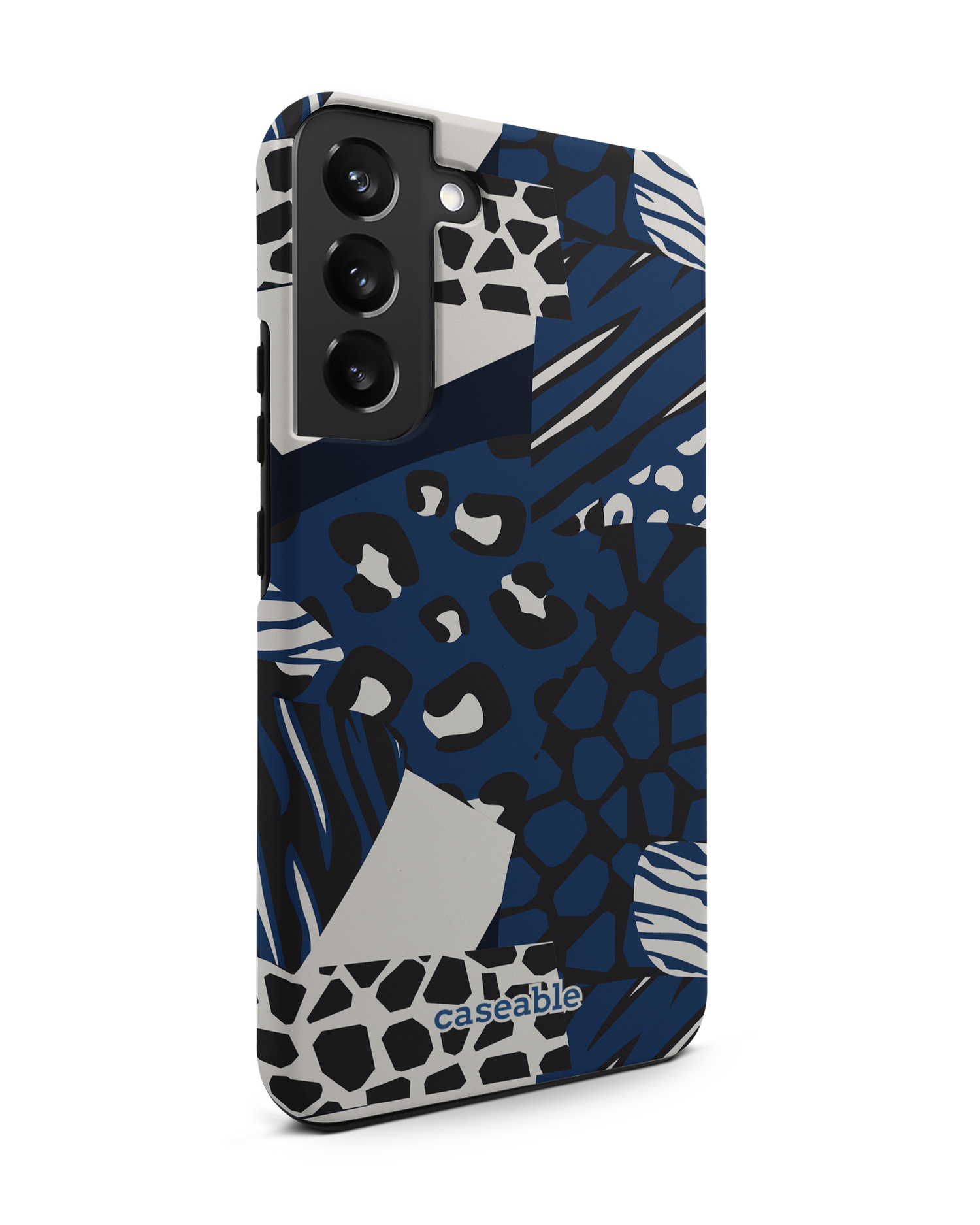Animal Print Patchwork Premium Phone Case Samsung Galaxy S22 Plus 5G: View from the left side