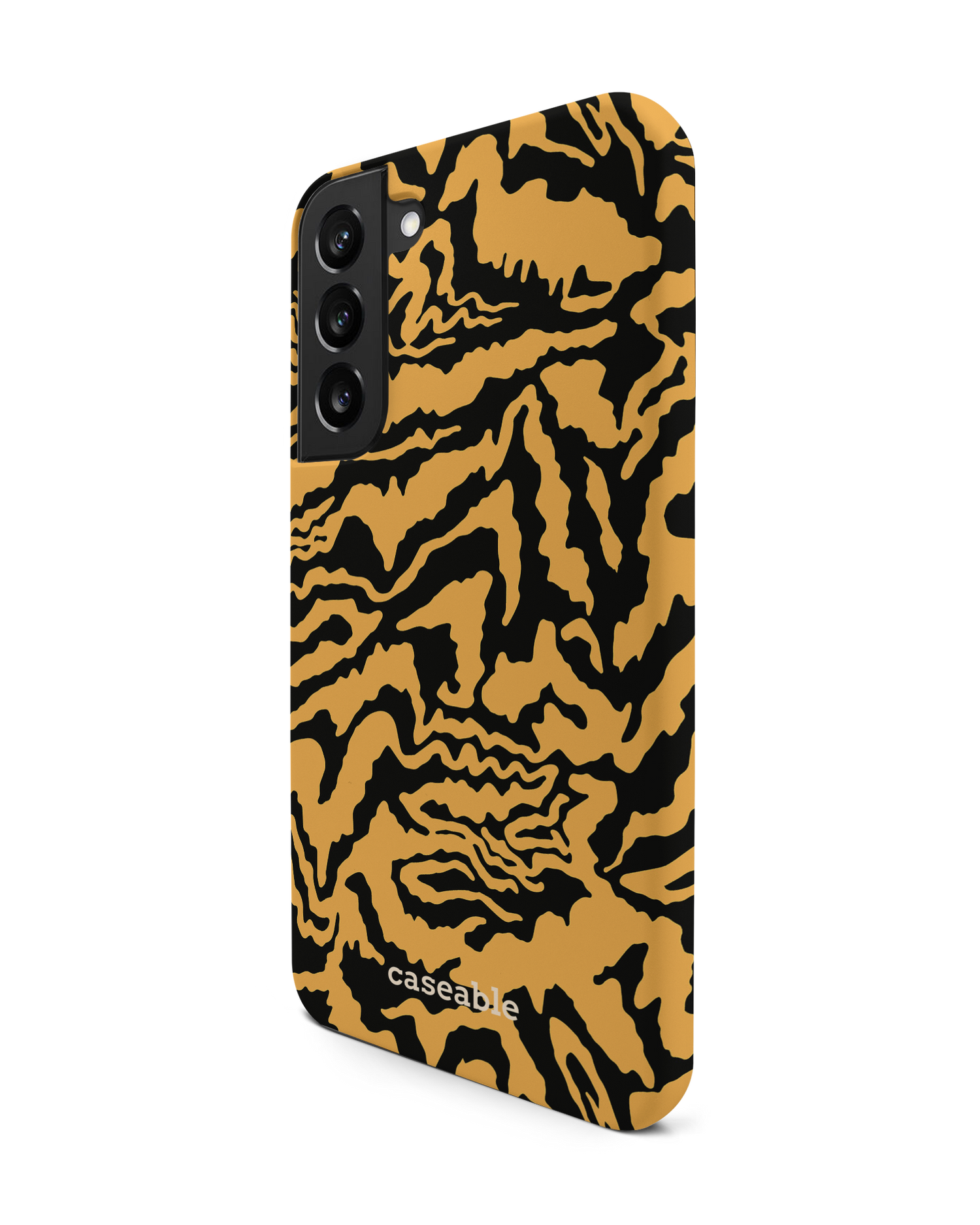 Warped Tiger Stripes Premium Phone Case Samsung Galaxy S22 Plus 5G: View from the right side