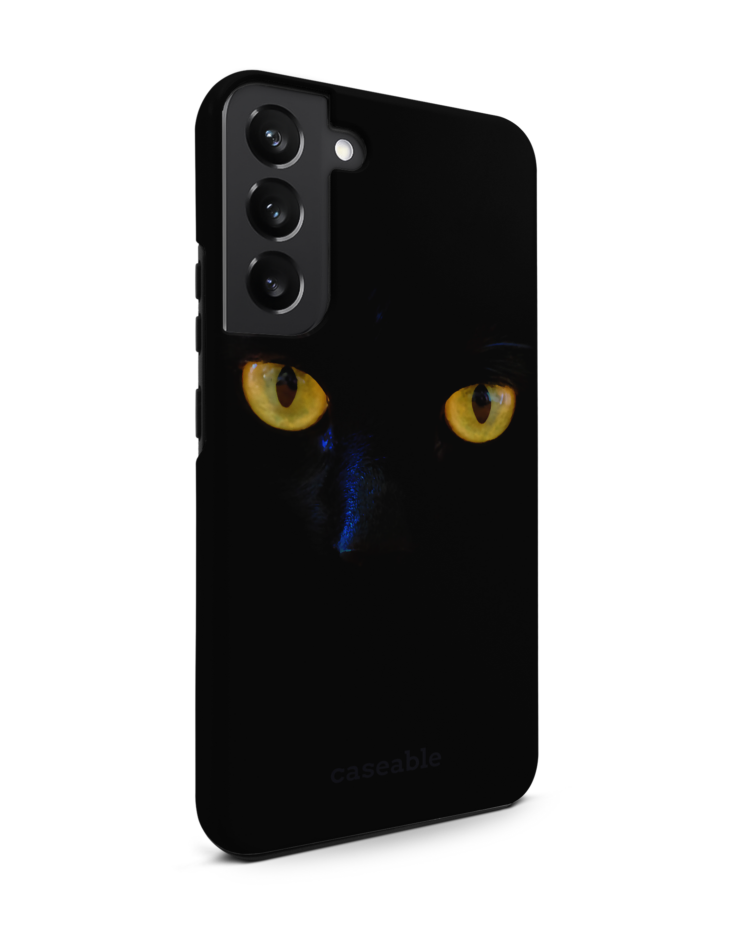 Black Cat Premium Phone Case Samsung Galaxy S22 Plus 5G: View from the left side