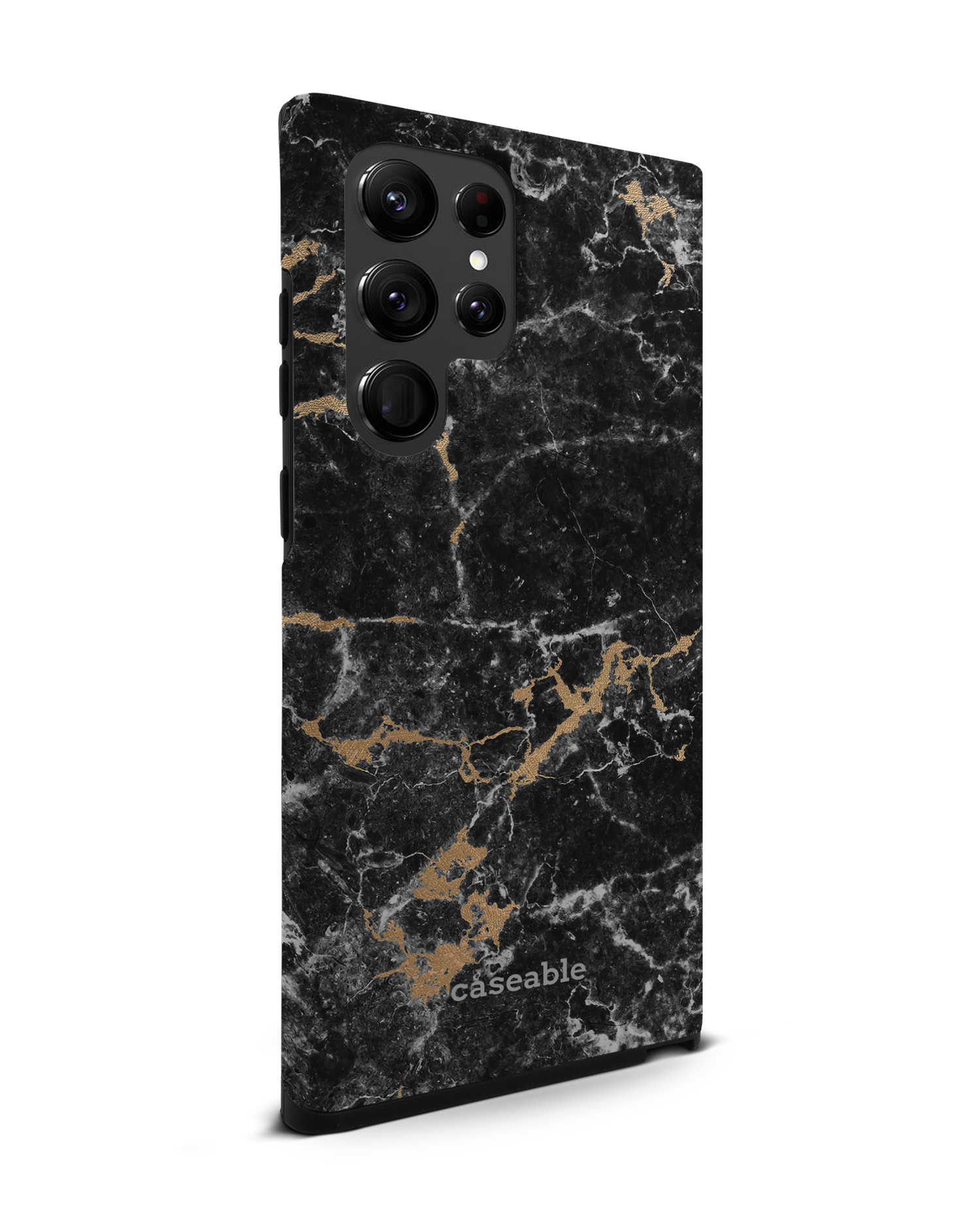 Marble and Gold Premium Phone Case Samsung Galaxy S22 Ultra 5G: View from the left side
