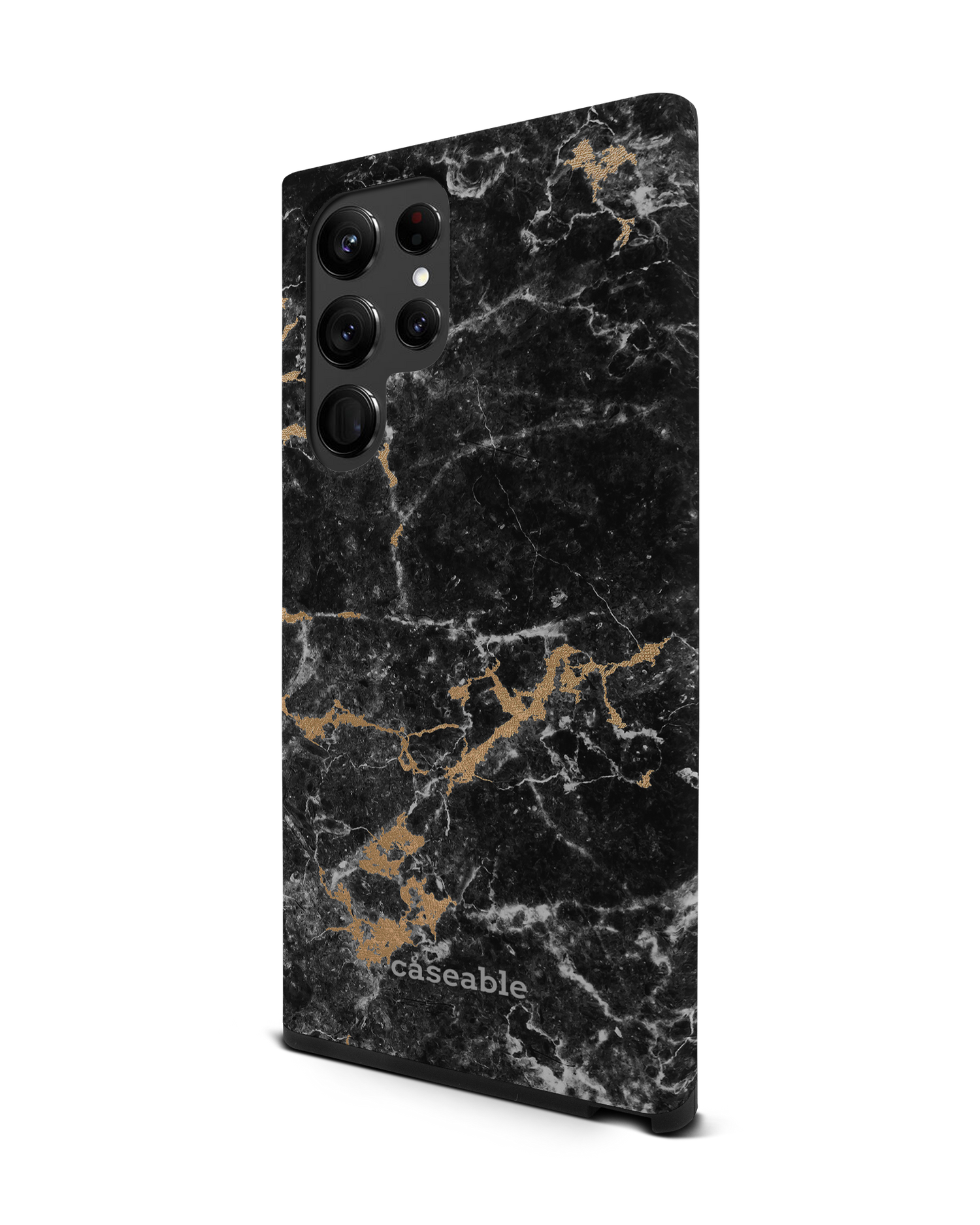 Marble and Gold Premium Phone Case Samsung Galaxy S22 Ultra 5G: View from the right side