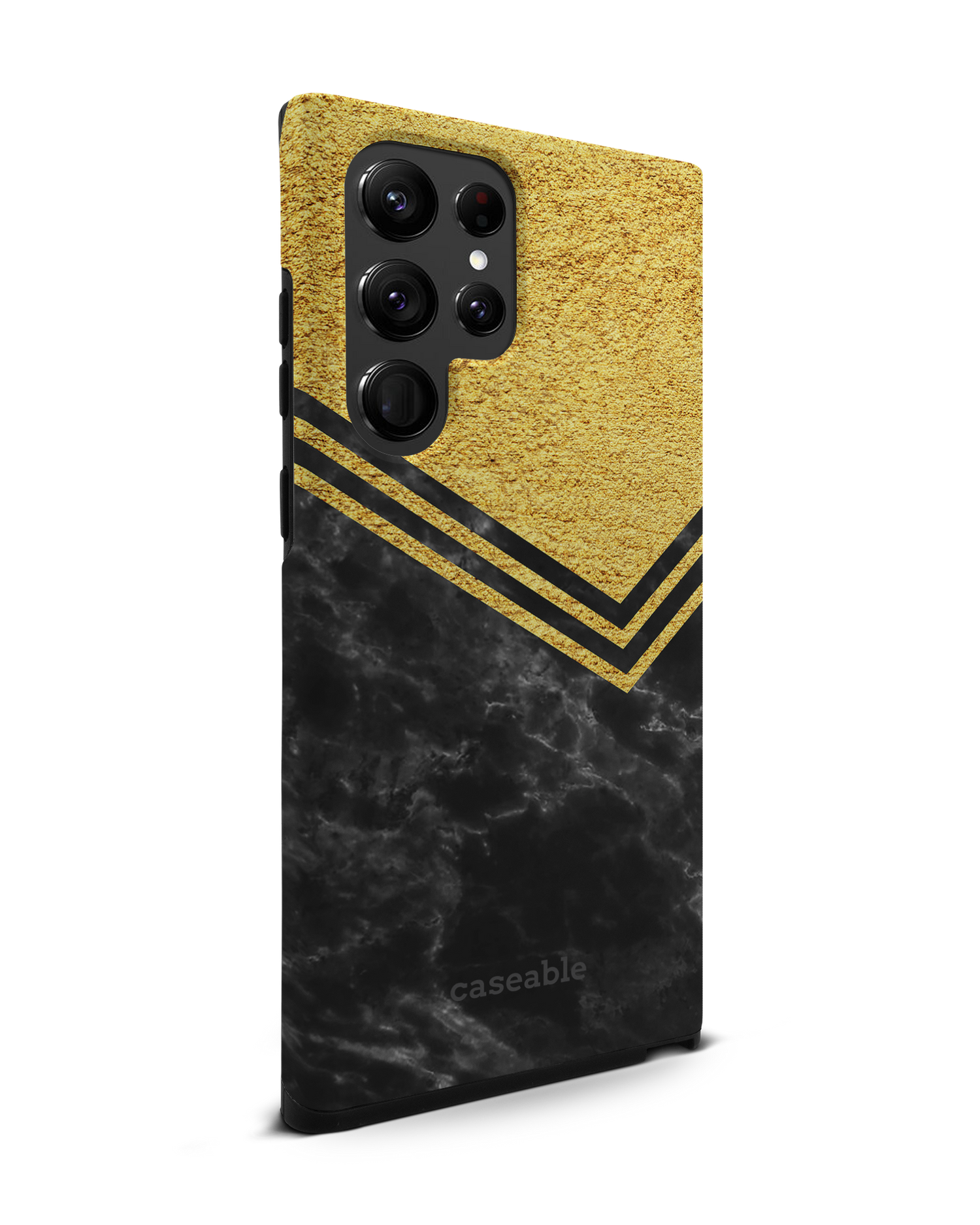 Gold Marble Premium Phone Case Samsung Galaxy S22 Ultra 5G: View from the left side