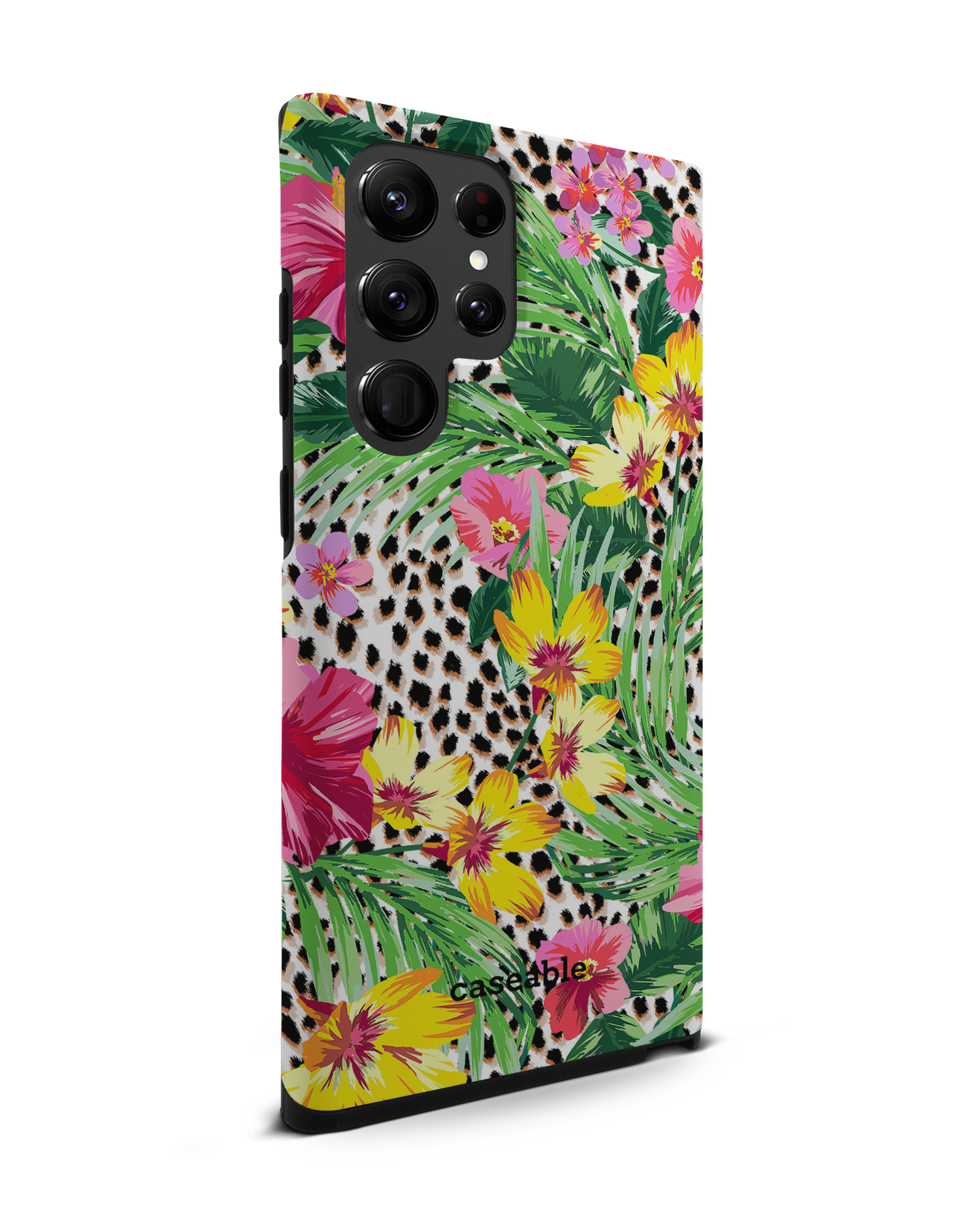 Tropical Cheetah Premium Phone Case Samsung Galaxy S22 Ultra 5G: View from the left side