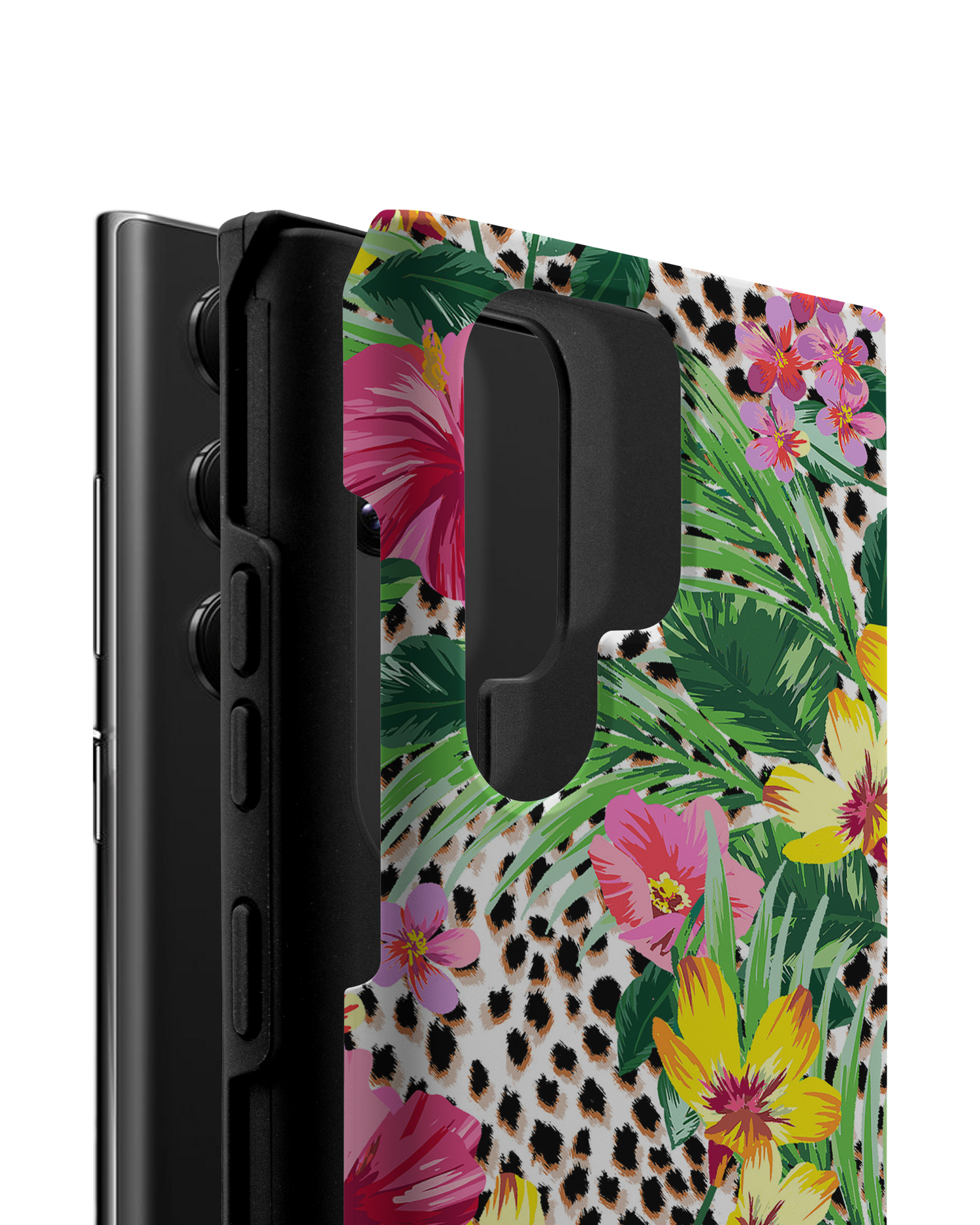 Tropical Cheetah Premium Phone Case Samsung Galaxy S22 Ultra 5G consisting of 2 parts