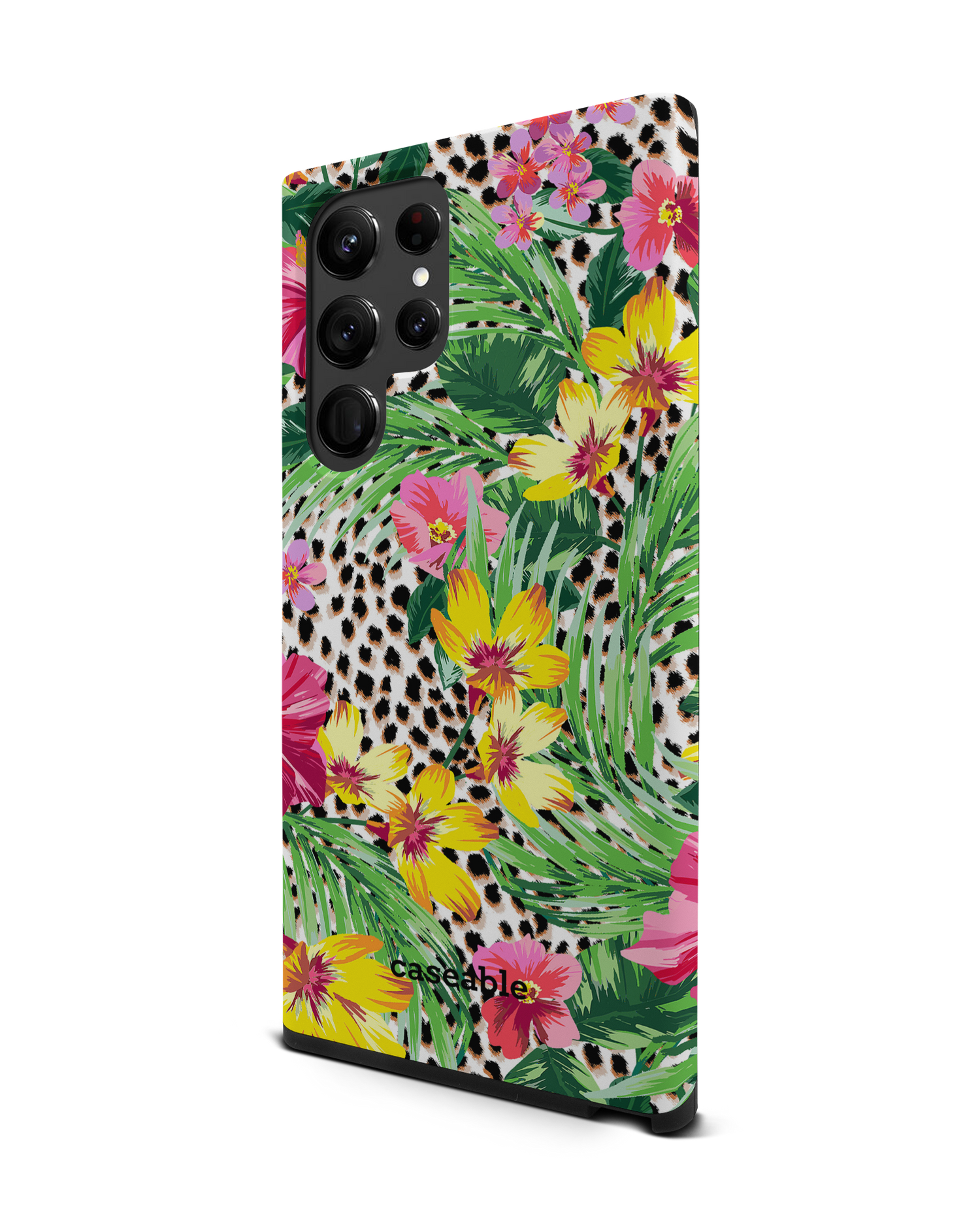 Tropical Cheetah Premium Phone Case Samsung Galaxy S22 Ultra 5G: View from the right side