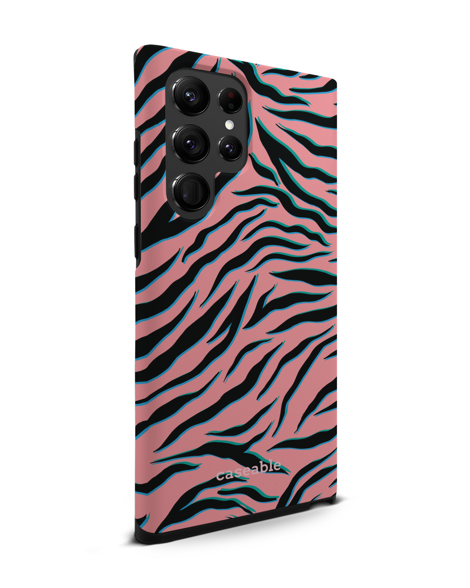 Pink Zebra Premium Phone Case Samsung Galaxy S22 Ultra 5G: View from the left side