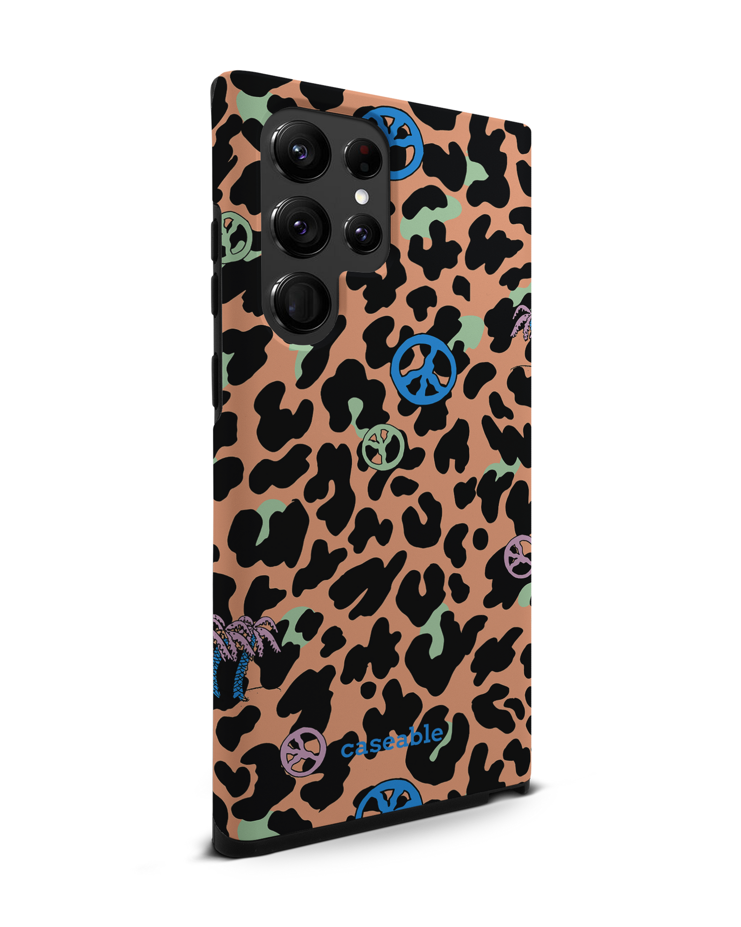 Leopard Peace Palms Premium Phone Case Samsung Galaxy S22 Ultra 5G: View from the left side