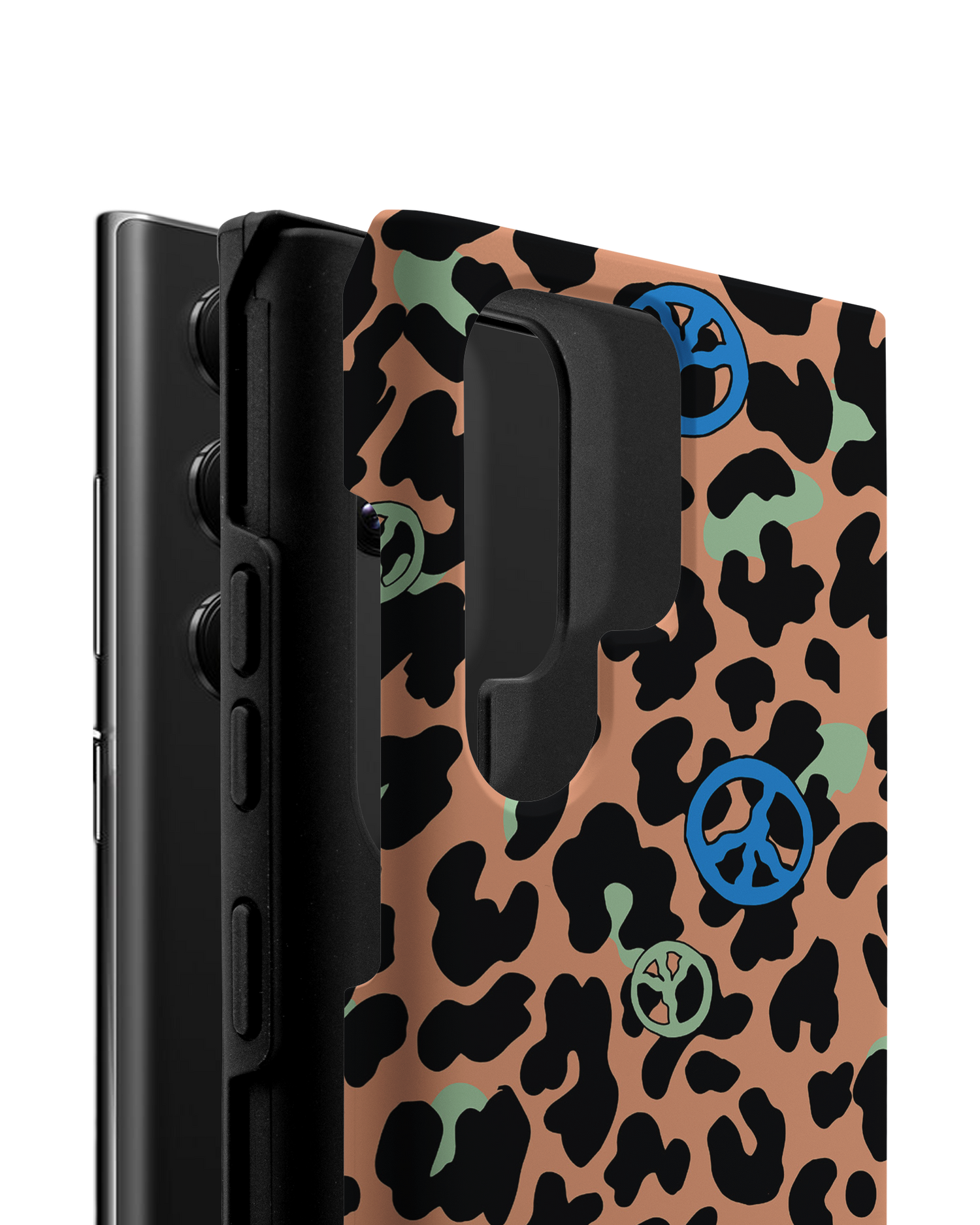 Leopard Peace Palms Premium Phone Case Samsung Galaxy S22 Ultra 5G consisting of 2 parts