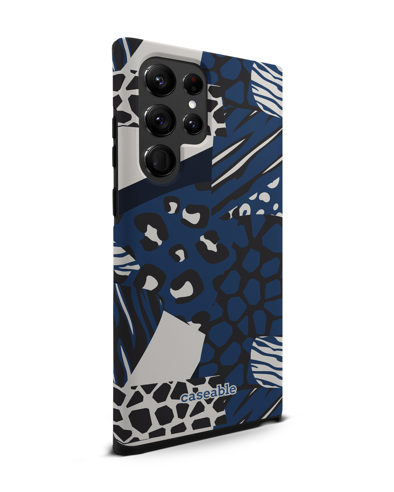 Animal Print Patchwork Premium Phone Case Samsung Galaxy S22 Ultra 5G: View from the left side