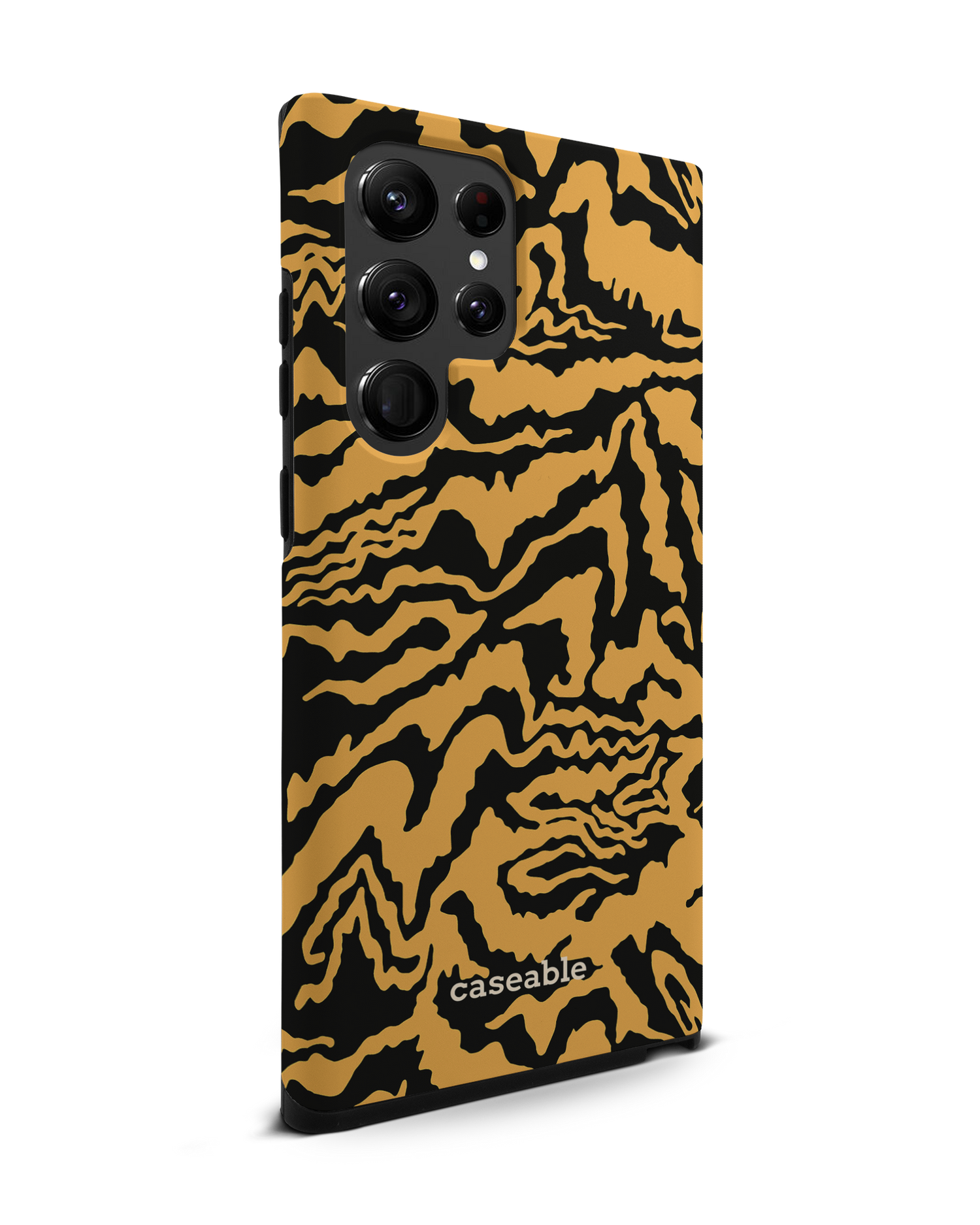 Warped Tiger Stripes Premium Phone Case Samsung Galaxy S22 Ultra 5G: View from the left side