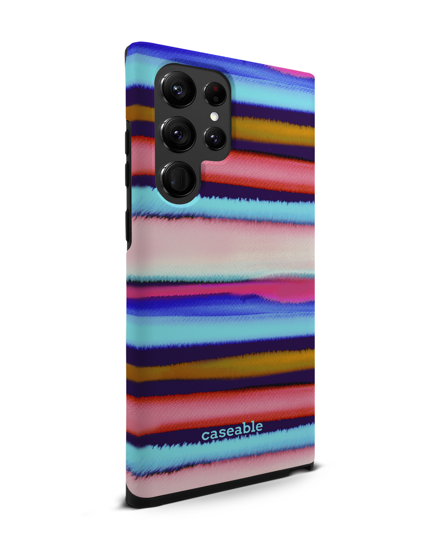 Watercolor Stripes Premium Phone Case Samsung Galaxy S22 Ultra 5G: View from the left side