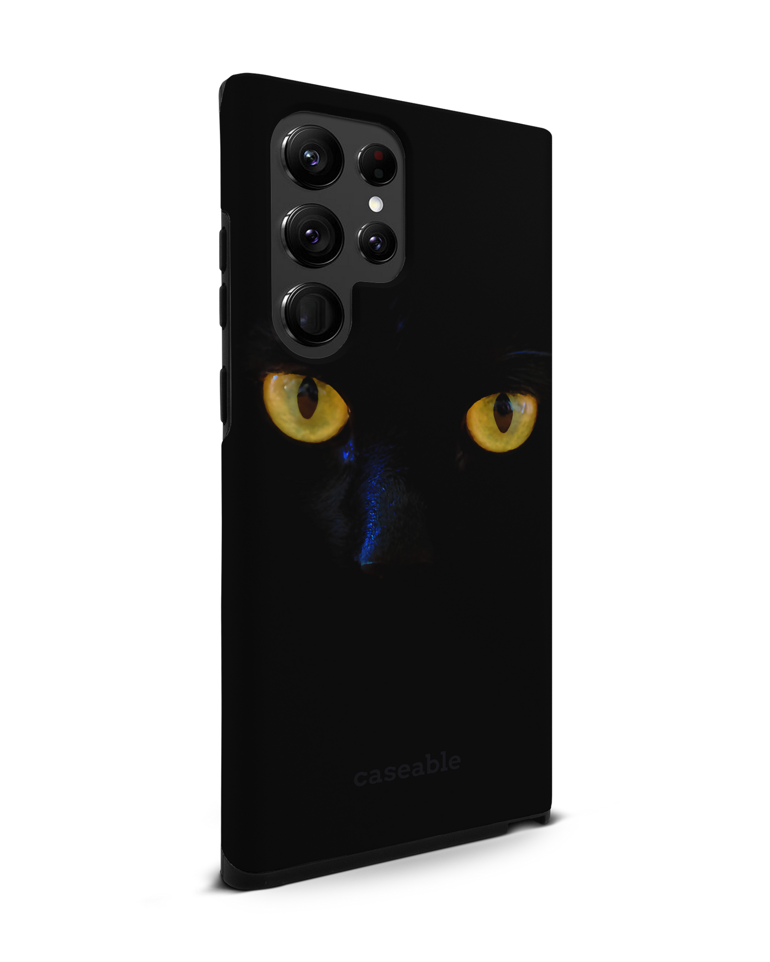 Black Cat Premium Phone Case Samsung Galaxy S22 Ultra 5G: View from the left side