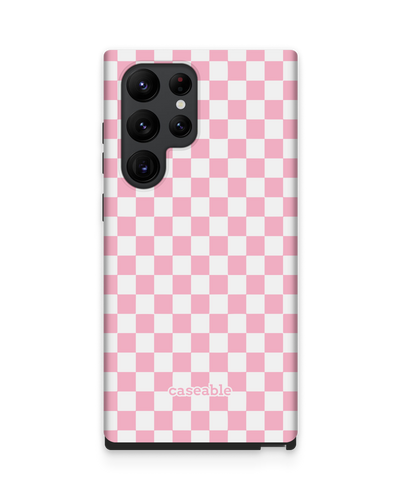 Pink Checkerboard Premium Phone Case Samsung Galaxy S22 Ultra 5G