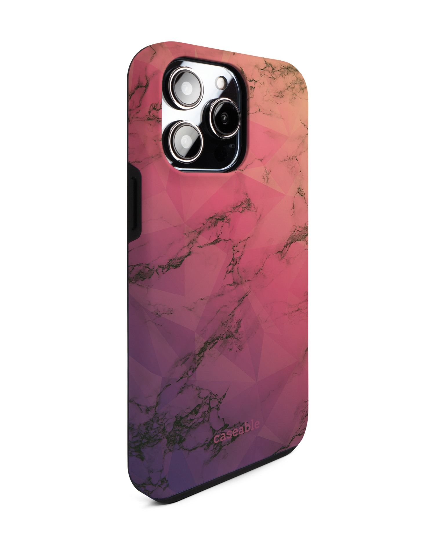 Marbled Triangles Premium Phone Case for Apple iPhone 14 Pro Max: View from the left side
