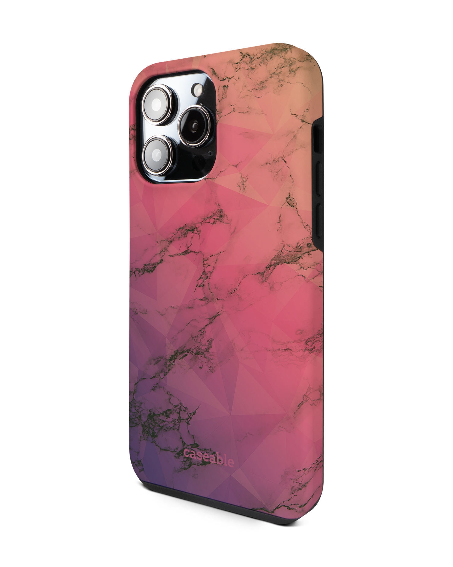 Marbled Triangles Premium Phone Case for Apple iPhone 14 Pro Max: View from the right side