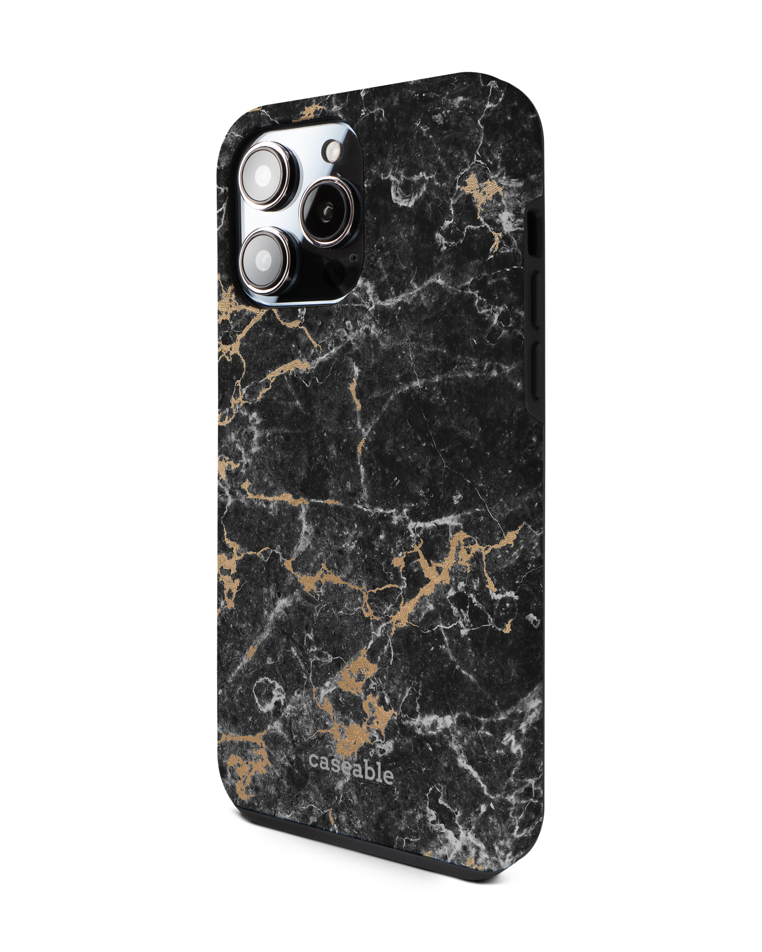 Marble and Gold Premium Phone Case for Apple iPhone 14 Pro Max: View from the right side