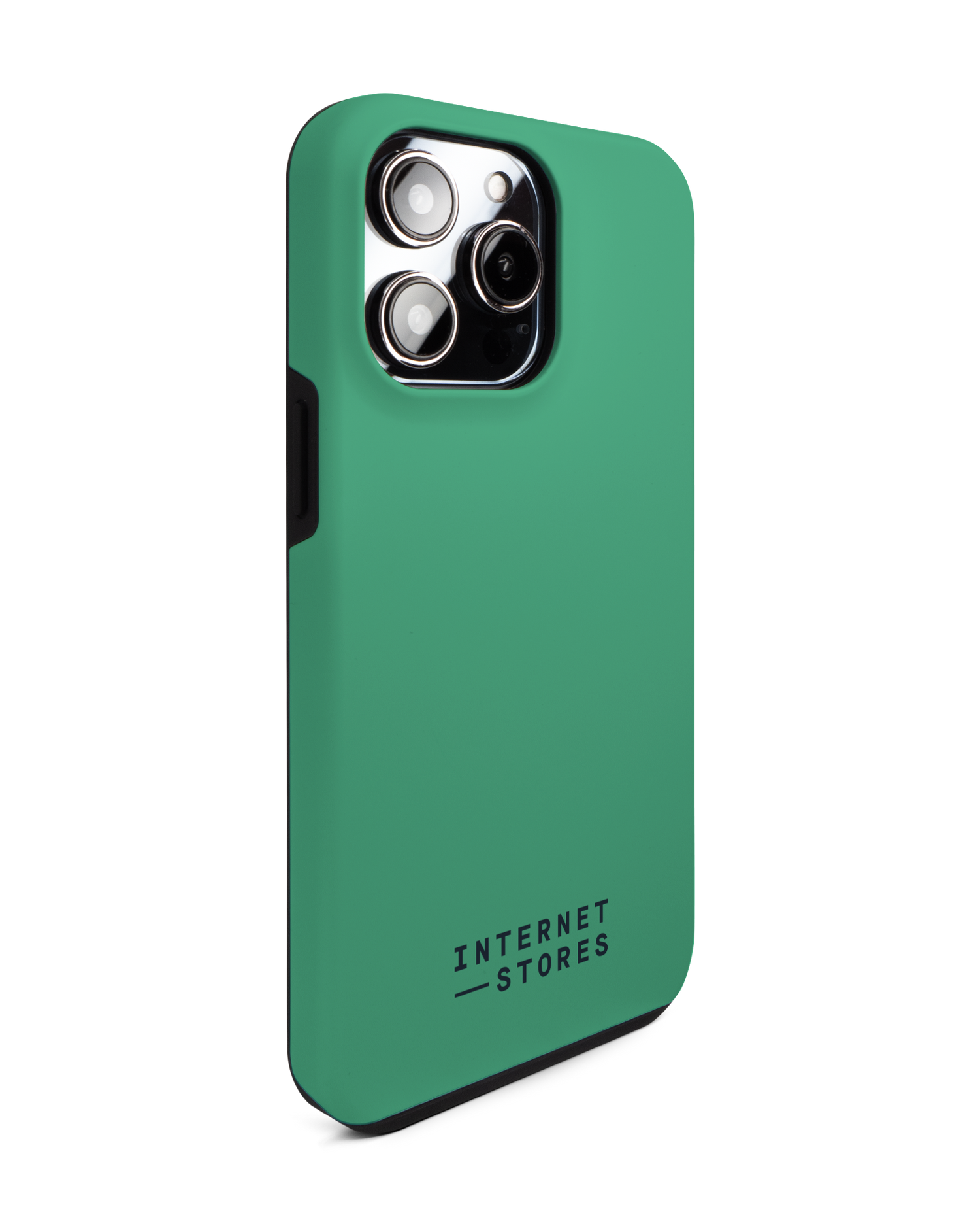 ISG Neon Green Premium Phone Case for Apple iPhone 14 Pro Max: View from the left side