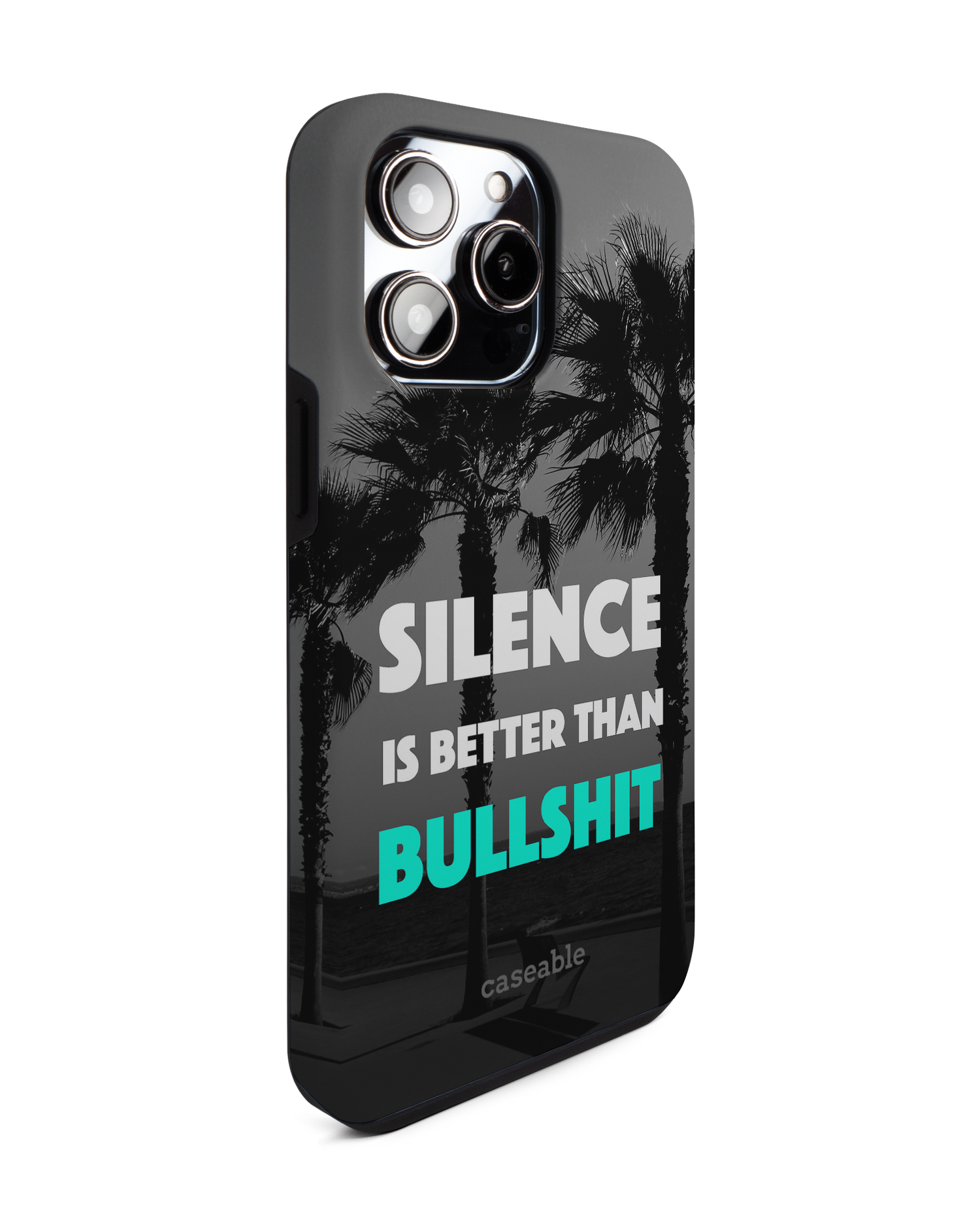 Silence is Better Premium Phone Case for Apple iPhone 14 Pro Max: View from the left side