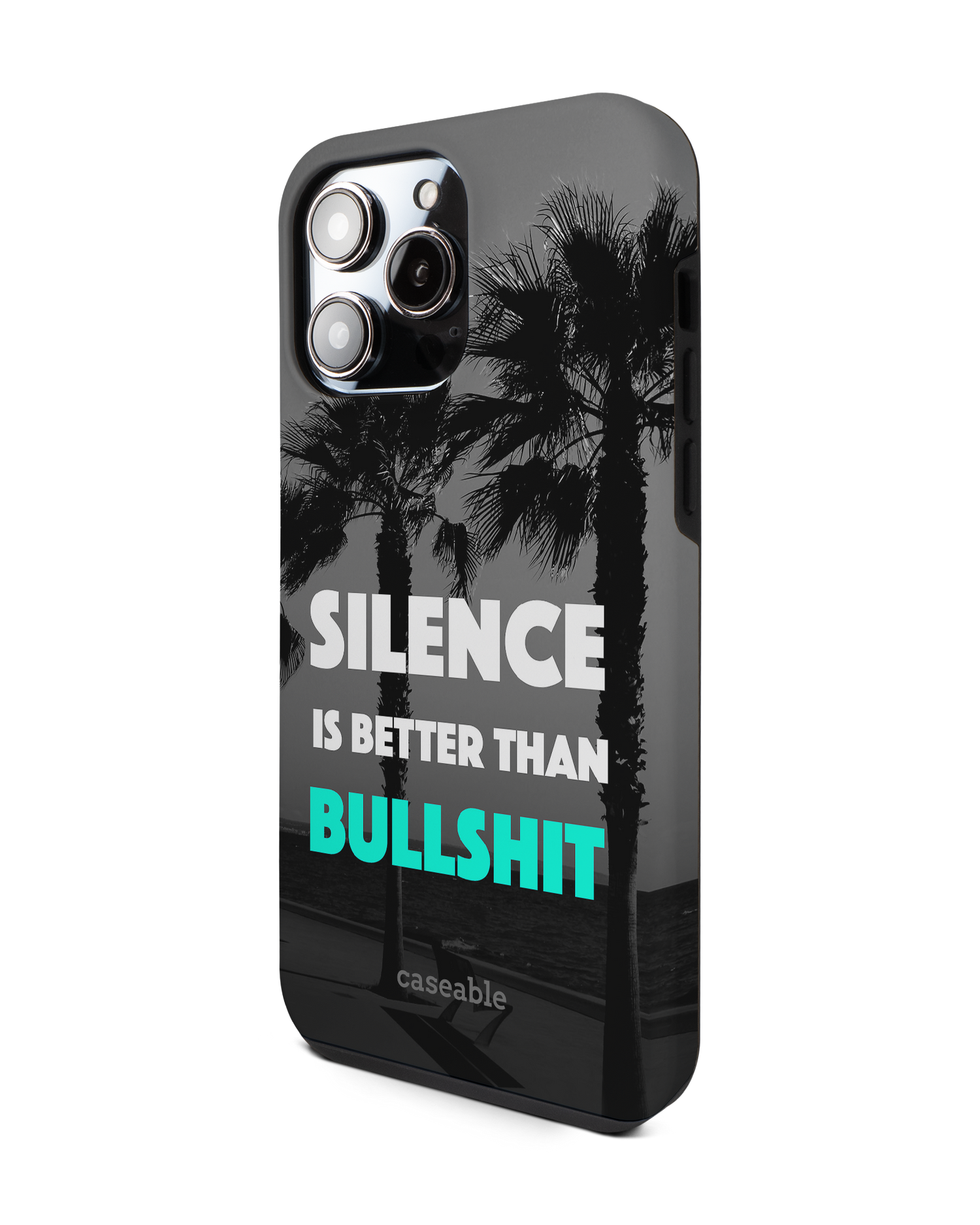 Silence is Better Premium Phone Case for Apple iPhone 14 Pro Max: View from the right side