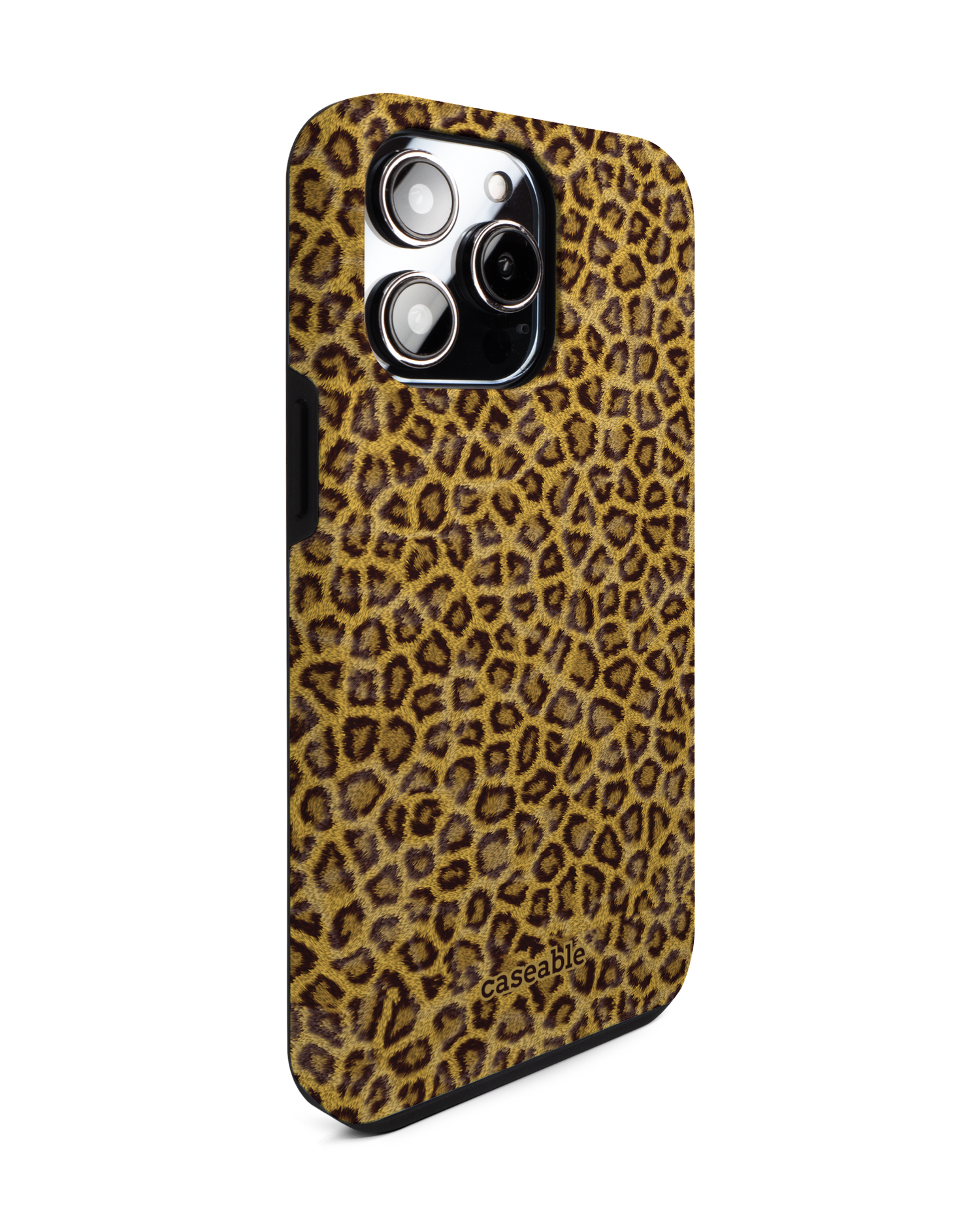 Leopard Skin Premium Phone Case for Apple iPhone 14 Pro Max: View from the left side