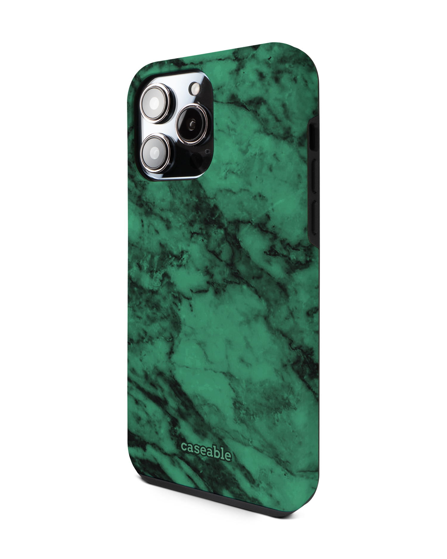 Green Marble Premium Phone Case for Apple iPhone 14 Pro Max: View from the right side