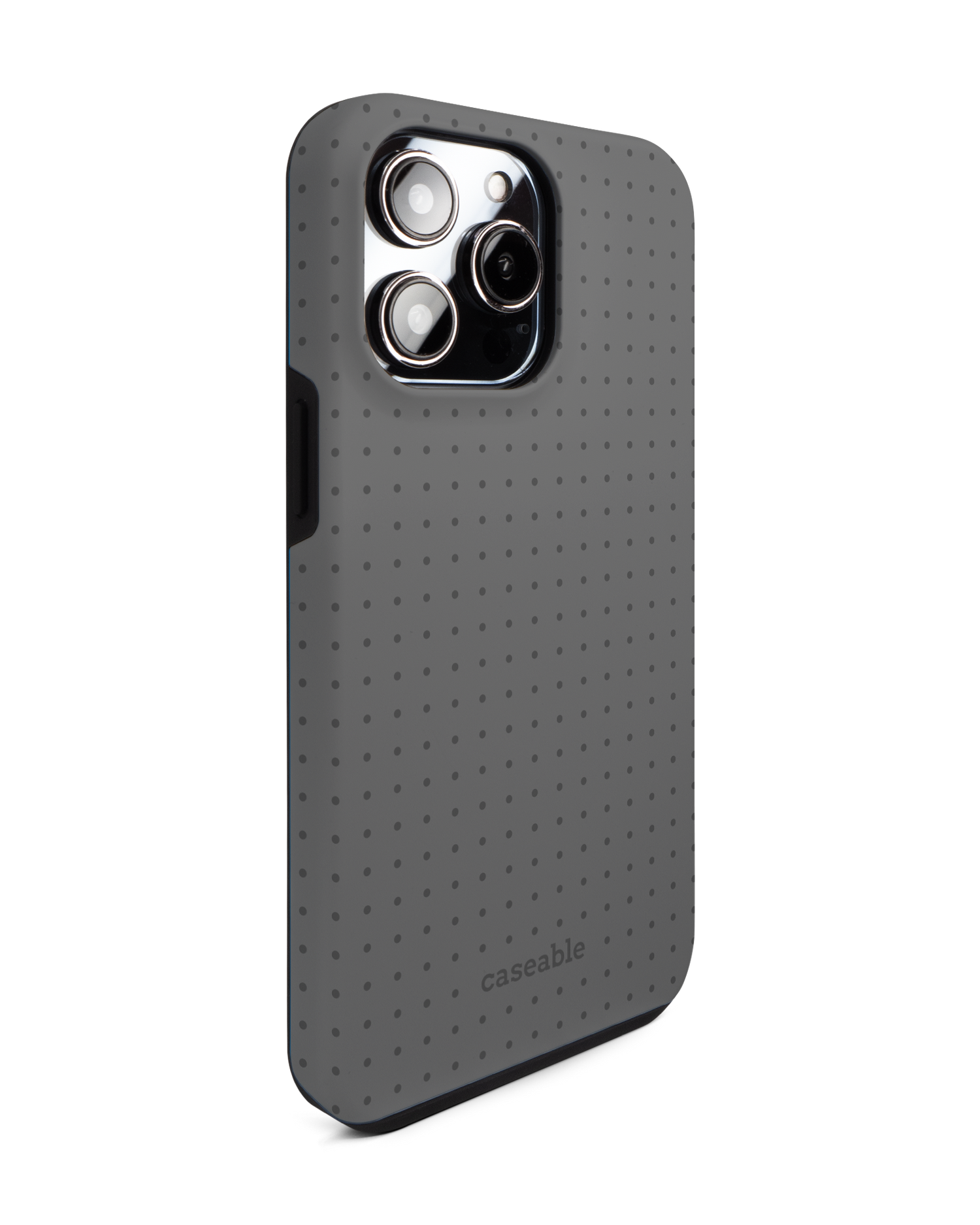 Dot Grid Grey Premium Phone Case for Apple iPhone 14 Pro Max: View from the left side