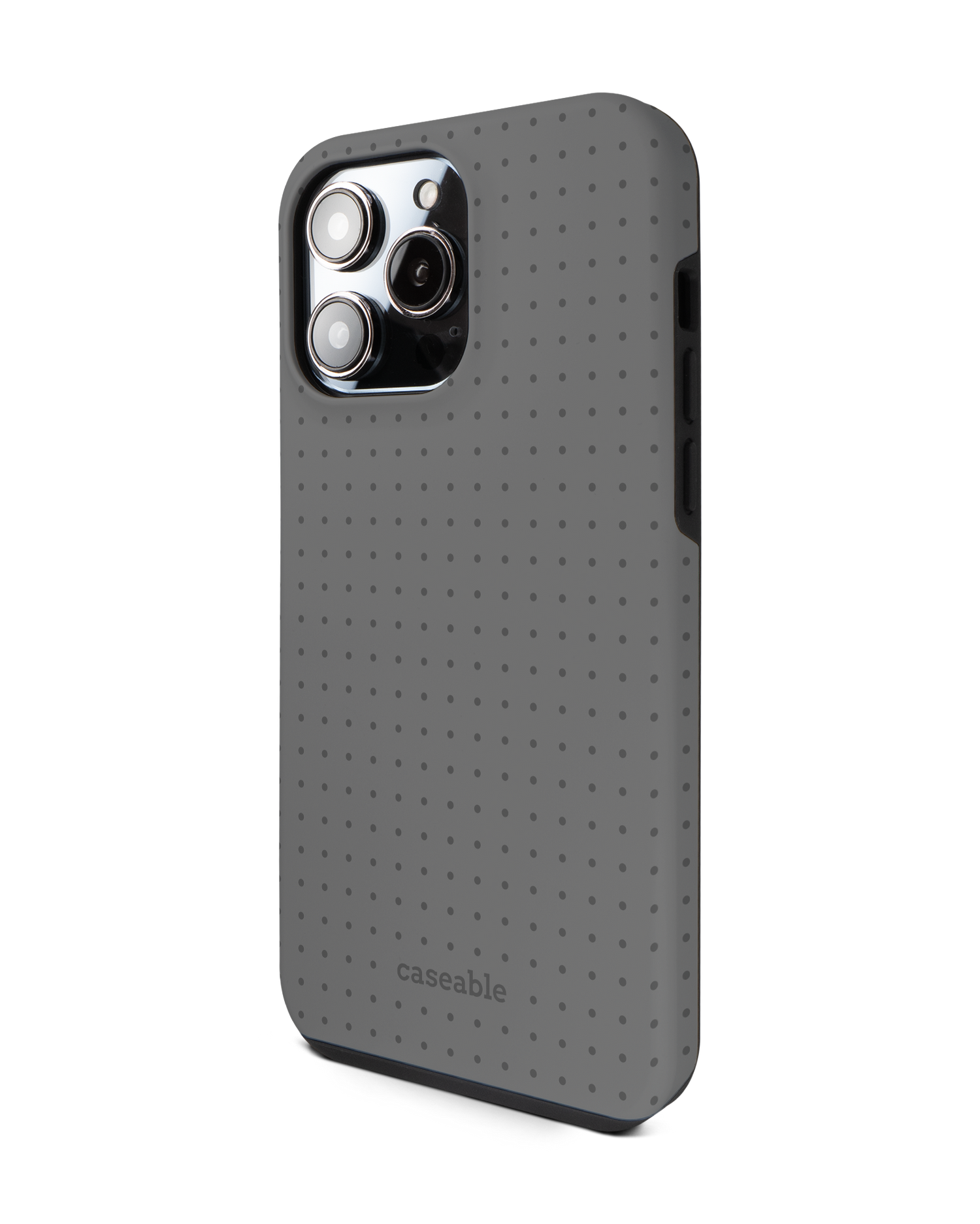 Dot Grid Grey Premium Phone Case for Apple iPhone 14 Pro Max: View from the right side