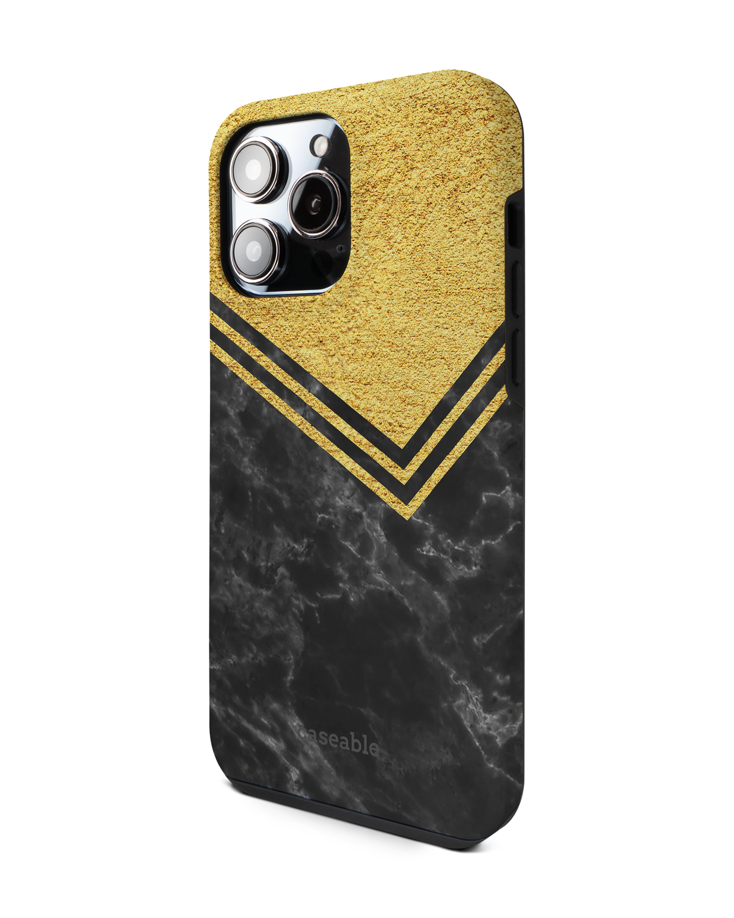 Gold Marble Premium Phone Case for Apple iPhone 14 Pro Max: View from the right side