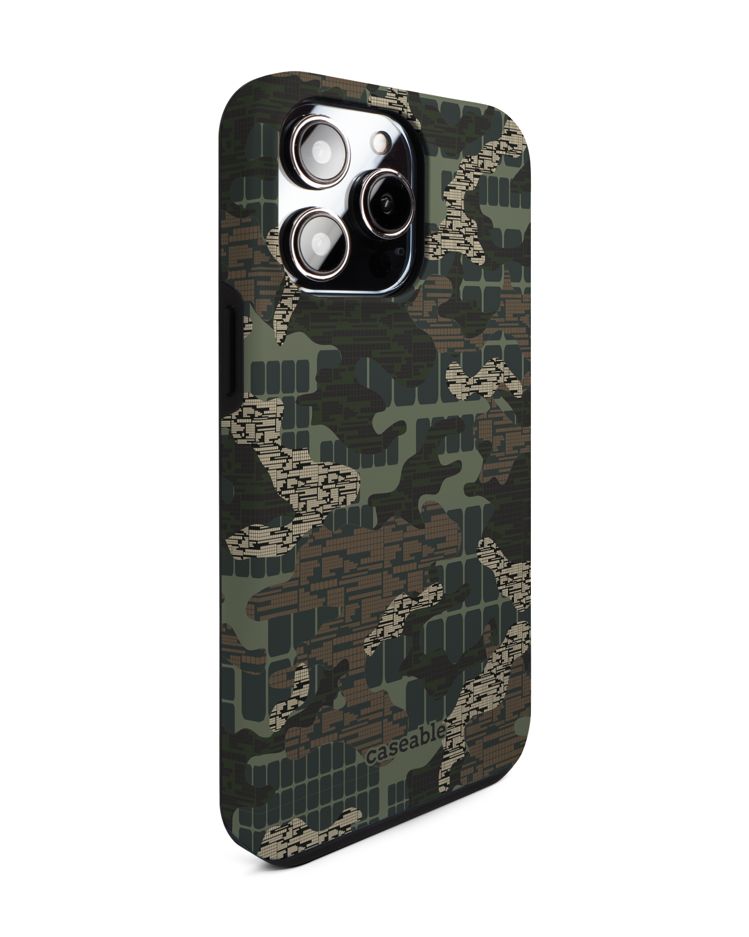 Green Camo Mix Premium Phone Case for Apple iPhone 14 Pro Max: View from the left side