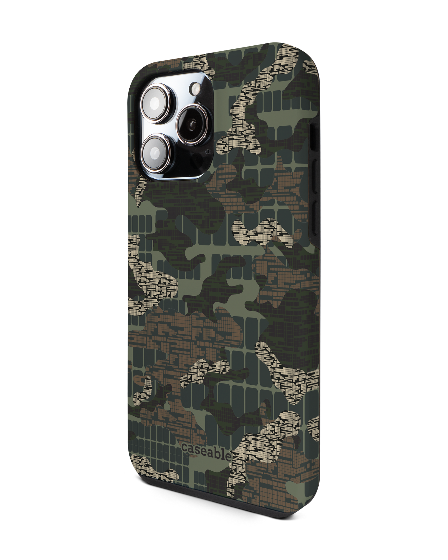 Green Camo Mix Premium Phone Case for Apple iPhone 14 Pro Max: View from the right side