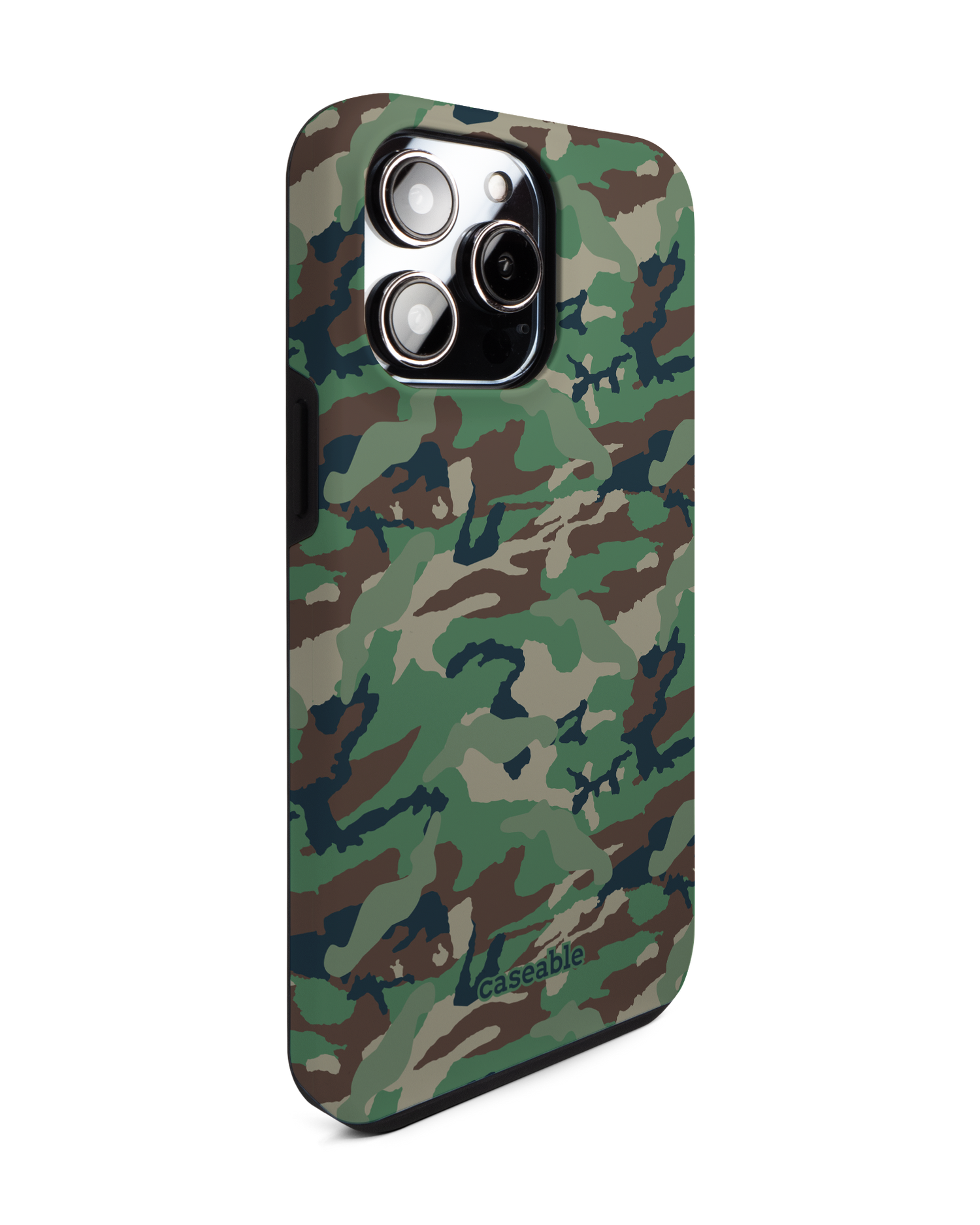Green and Brown Camo Premium Phone Case for Apple iPhone 14 Pro Max: View from the left side