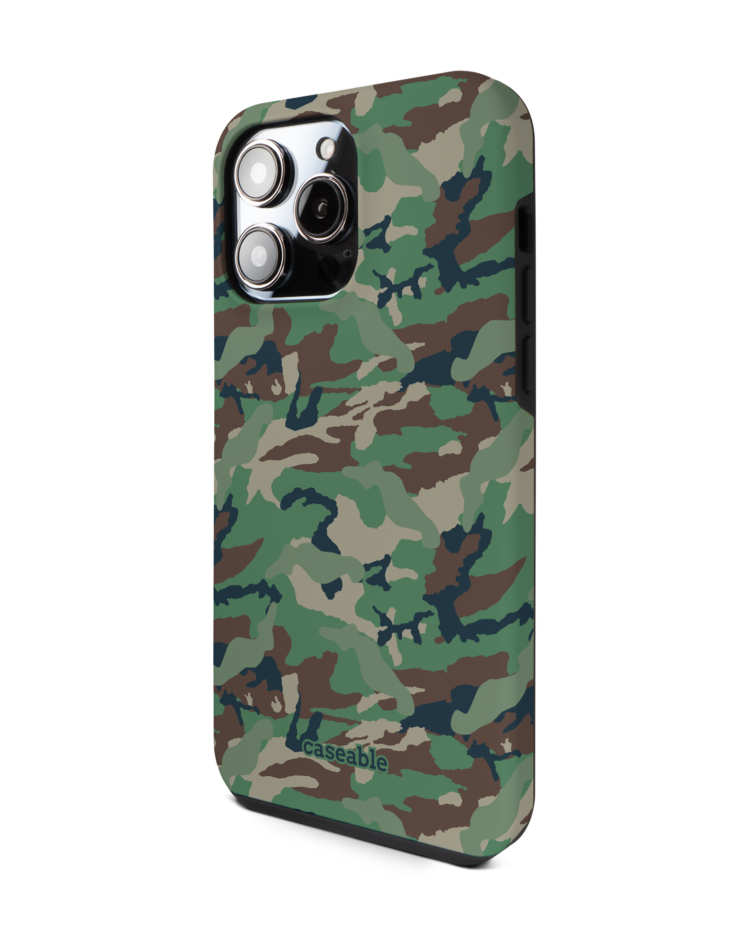 Green and Brown Camo Premium Phone Case for Apple iPhone 14 Pro Max: View from the right side