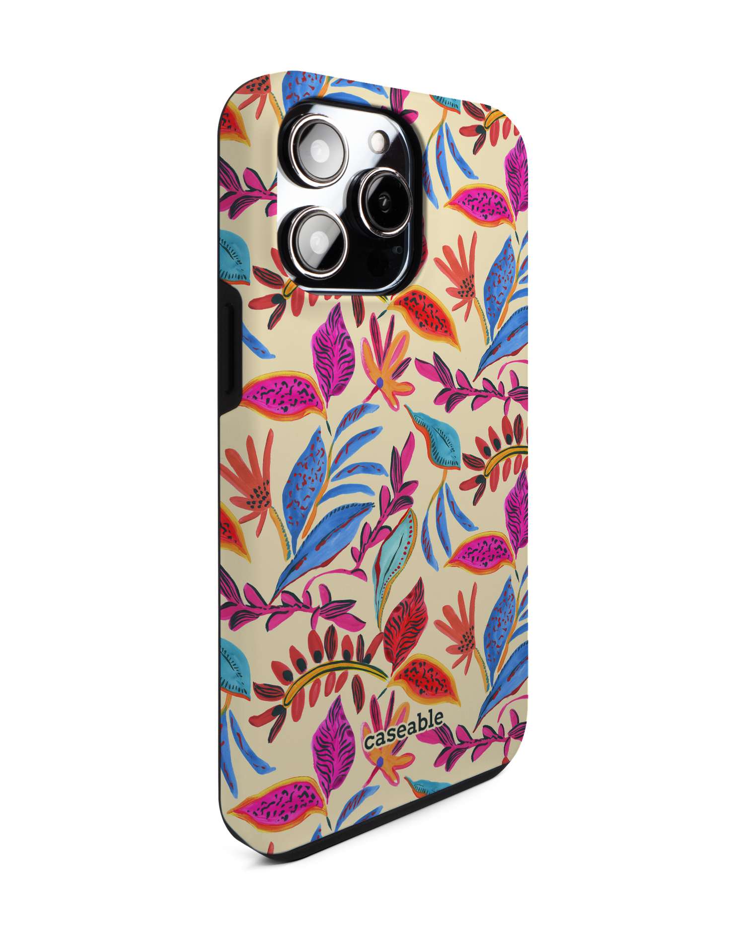 Painterly Spring Leaves Premium Phone Case for Apple iPhone 14 Pro Max: View from the left side