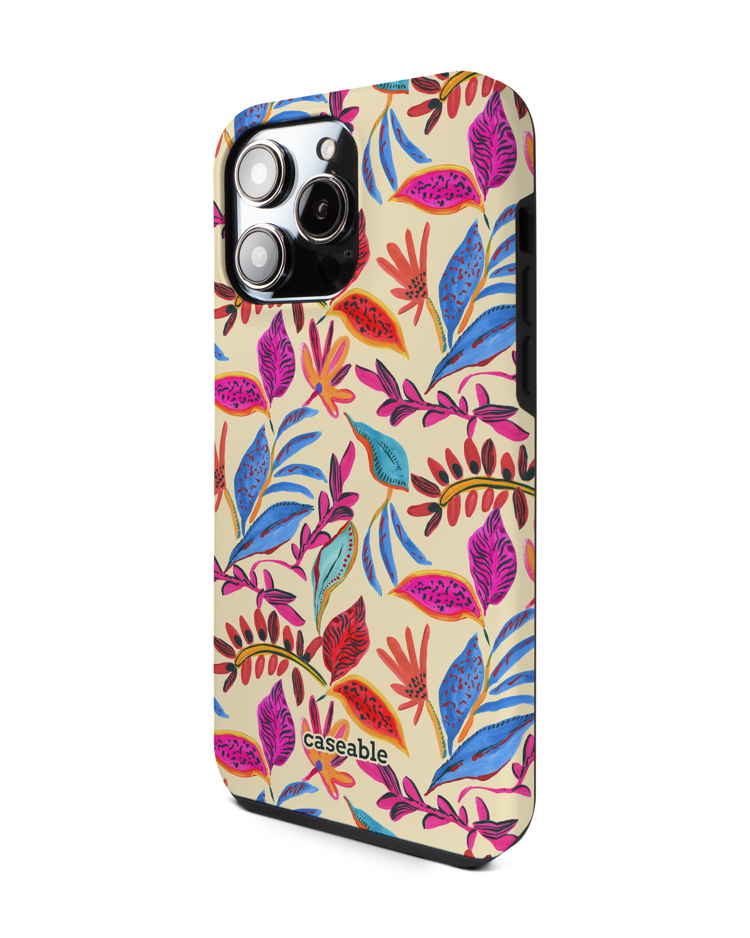 Painterly Spring Leaves Premium Phone Case for Apple iPhone 14 Pro Max: View from the right side