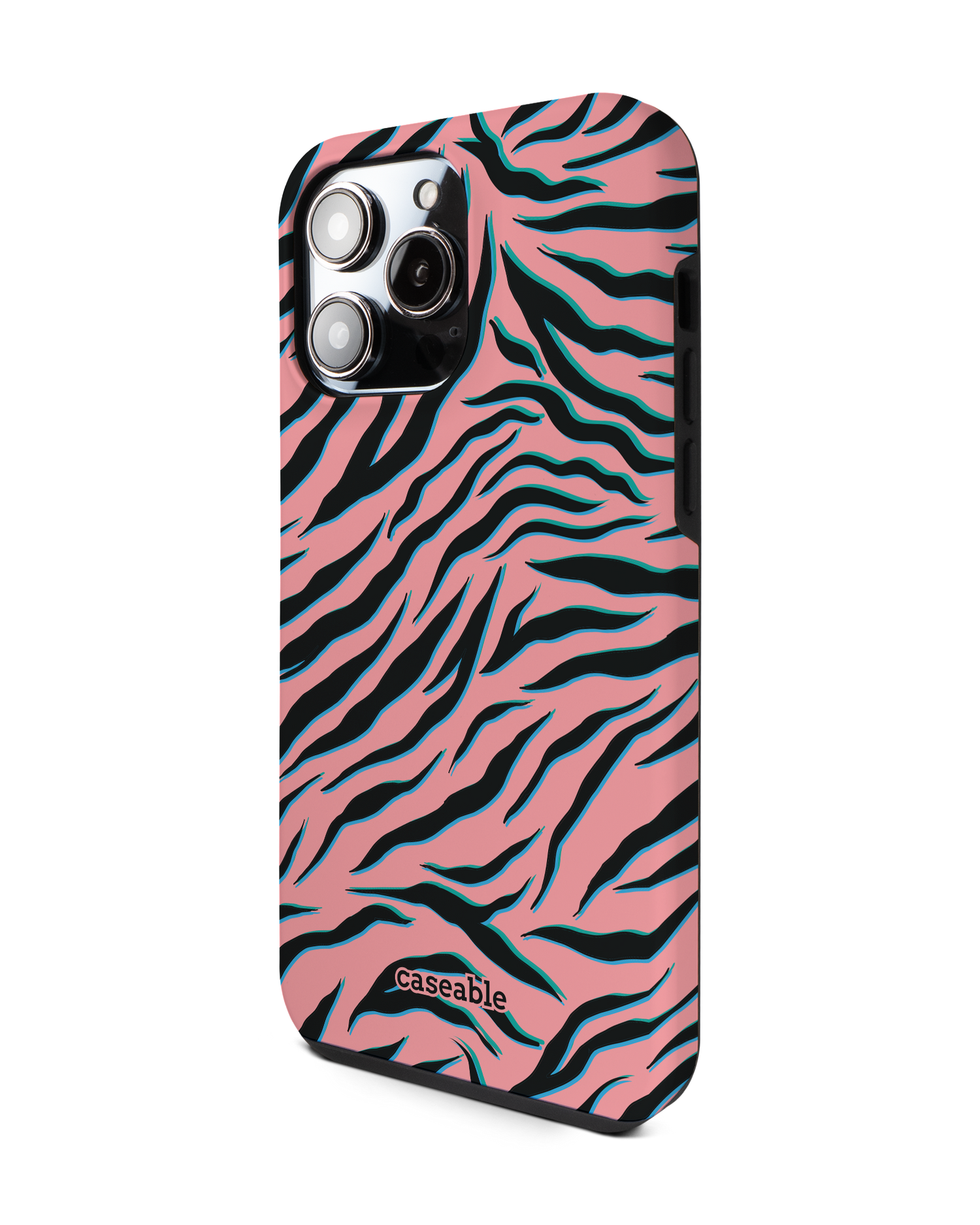 Pink Zebra Premium Phone Case for Apple iPhone 14 Pro Max: View from the right side