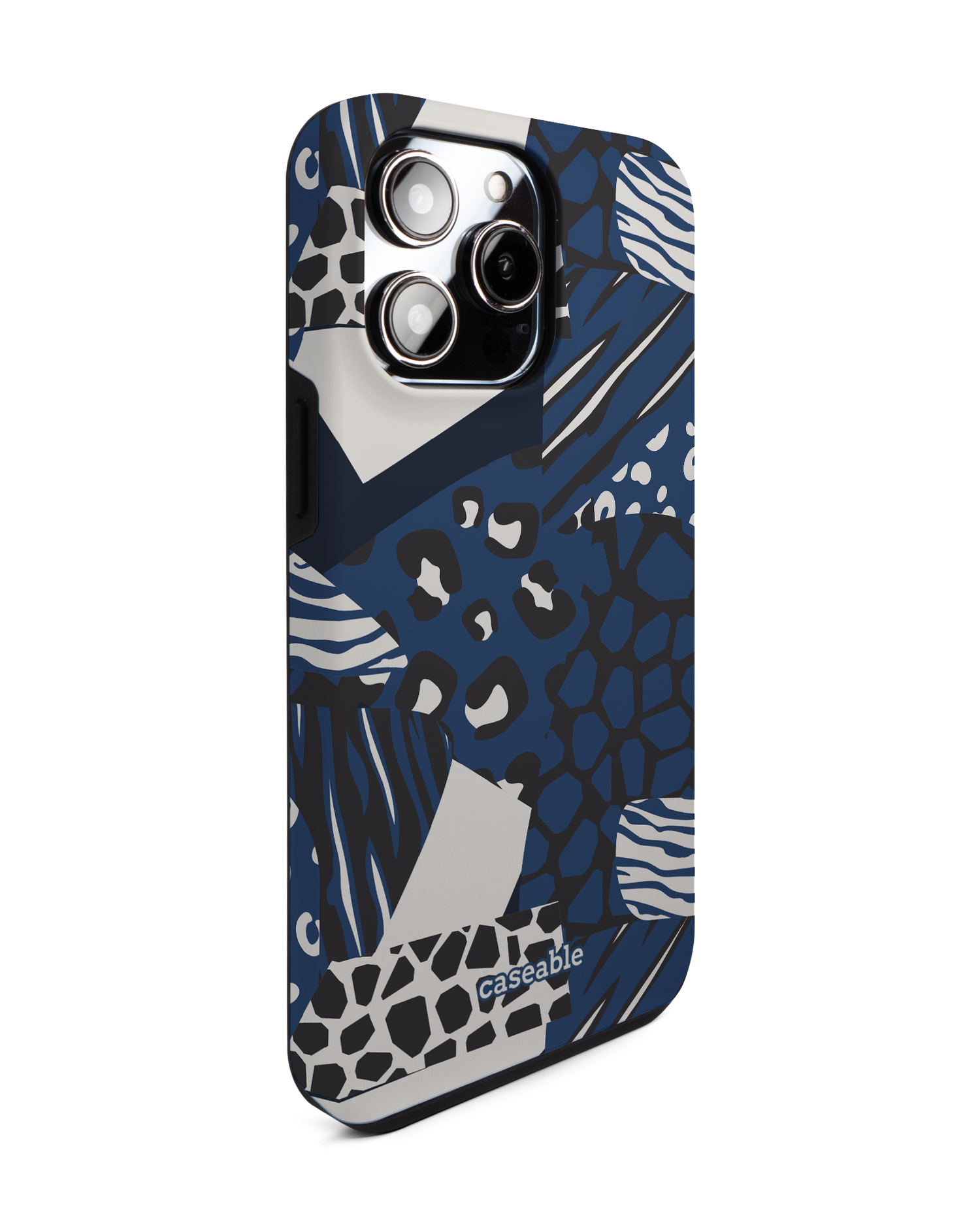 Animal Print Patchwork Premium Phone Case for Apple iPhone 14 Pro Max: View from the left side