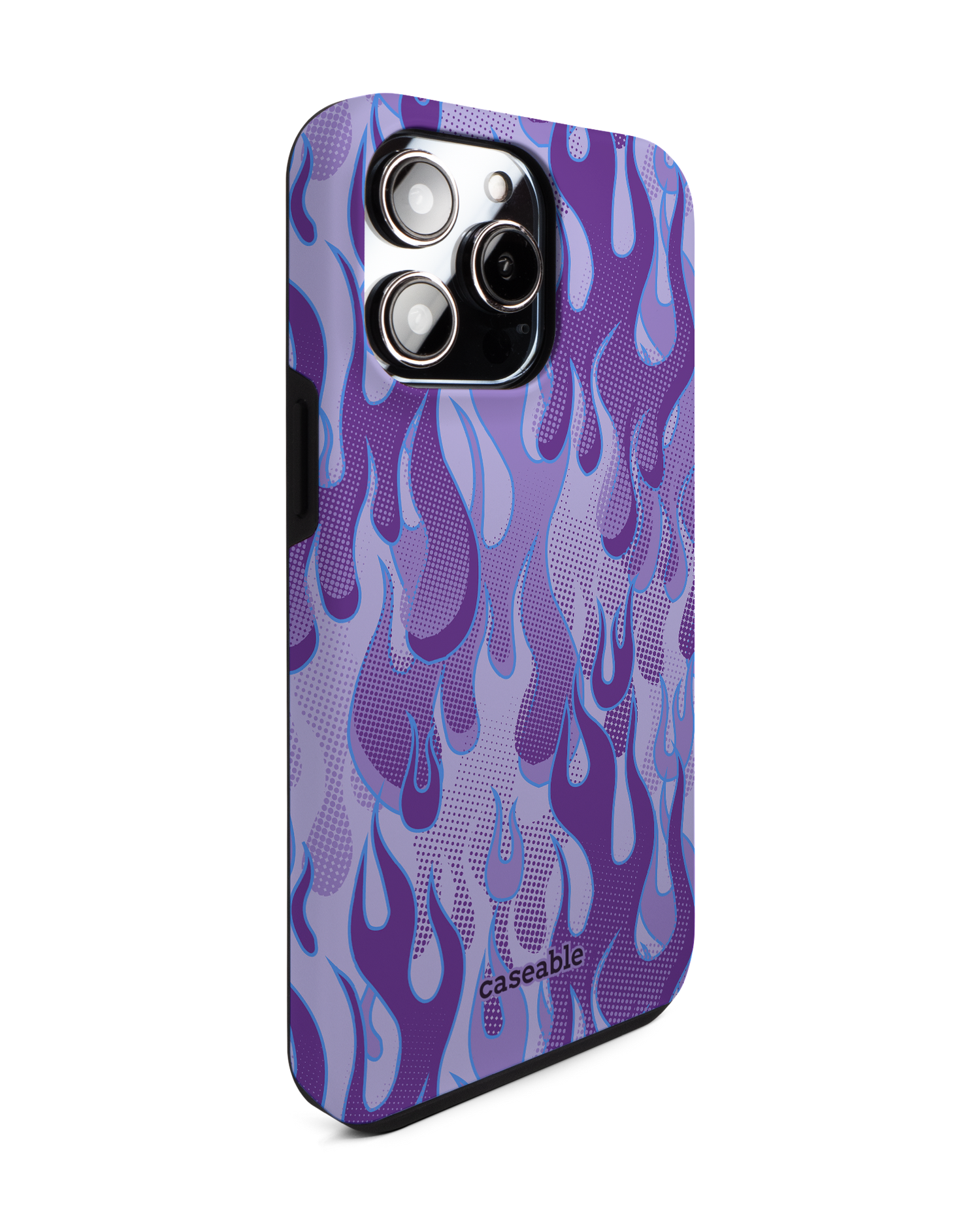 Purple Flames Premium Phone Case for Apple iPhone 14 Pro Max: View from the left side